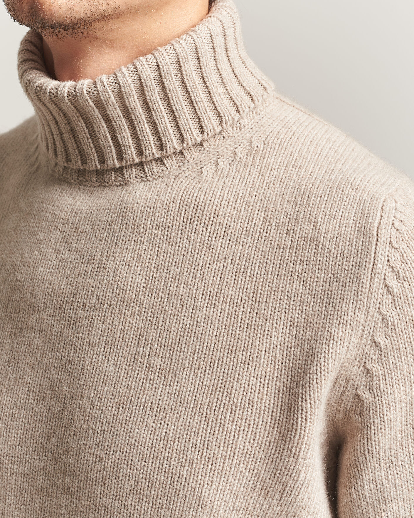 Men | Sweaters & Knitwear | Fedeli | Wool/Cashmere Rollneck Beige
