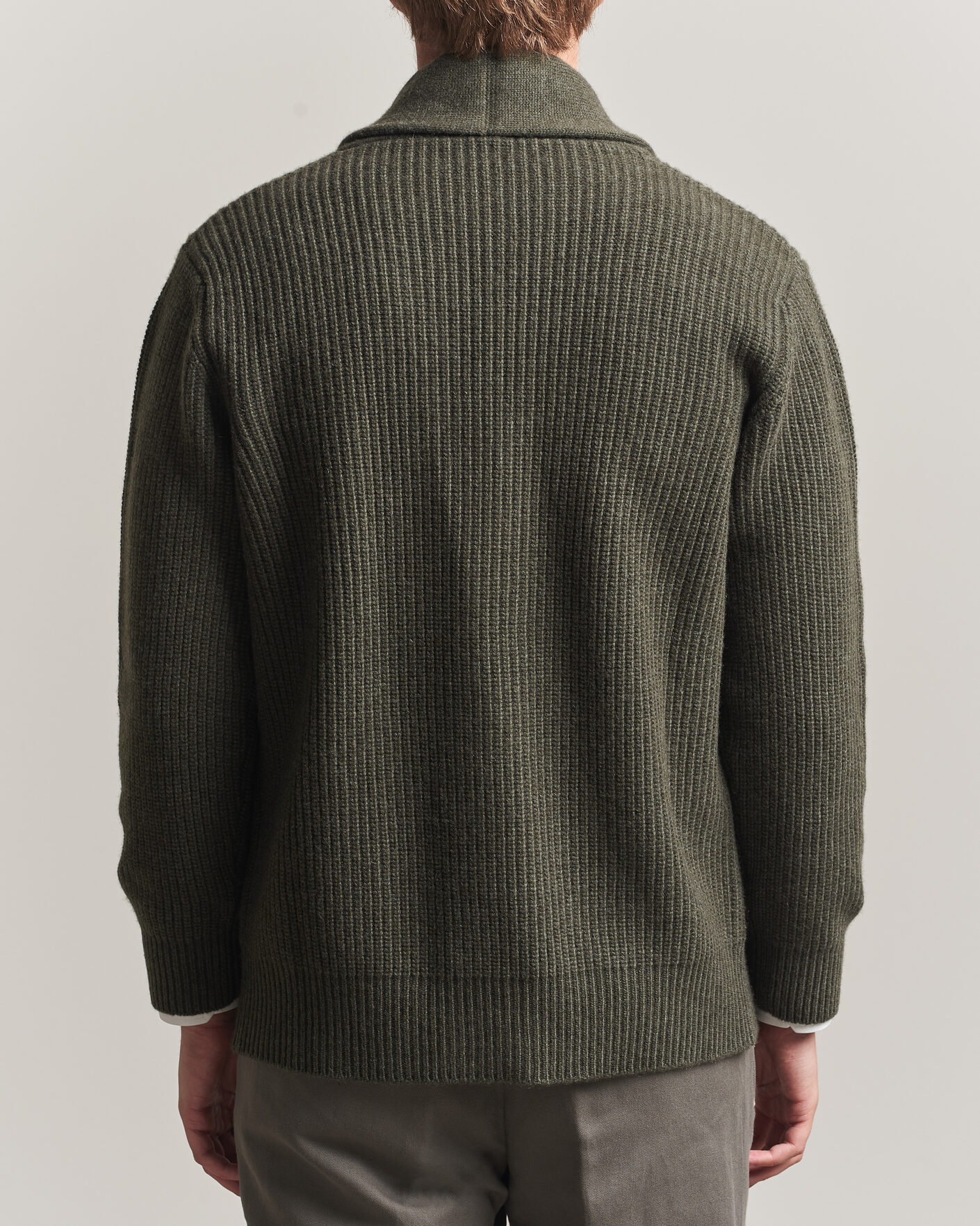 Men | Sweaters & Knitwear | Fedeli | Wool/Cashmere Shawl Cardigan Forest Green
