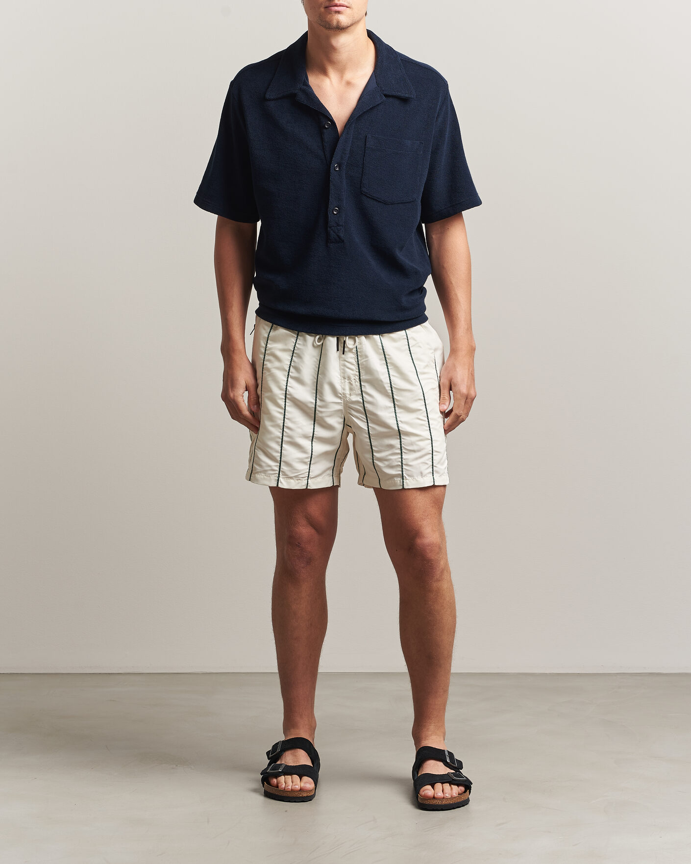 Men | Swimwear | OAS | Granada Striped Swimshorts White/Green
