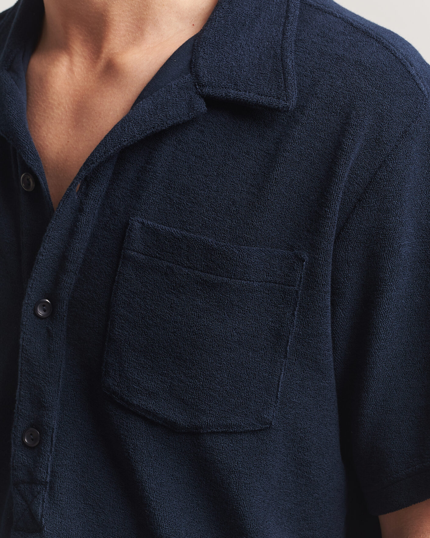 Men | Polo Shirts | OAS | Novo Regular Fit Terry Polo Dark Blue