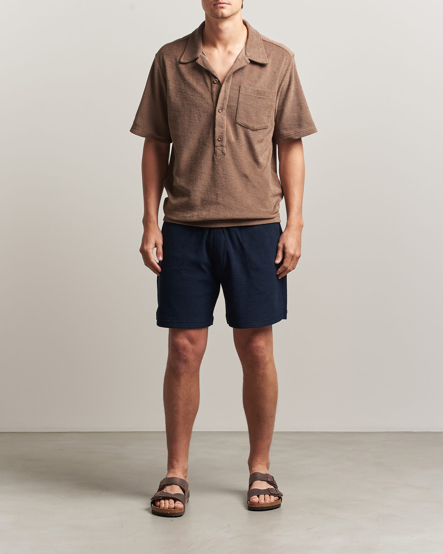 Men | Polo Shirts | OAS | Novo Regular Fit Terry Polo Brown