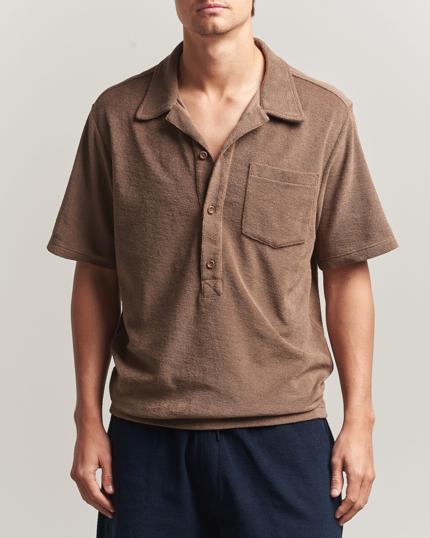 Men | Polo Shirts | OAS | Novo Regular Fit Terry Polo Brown