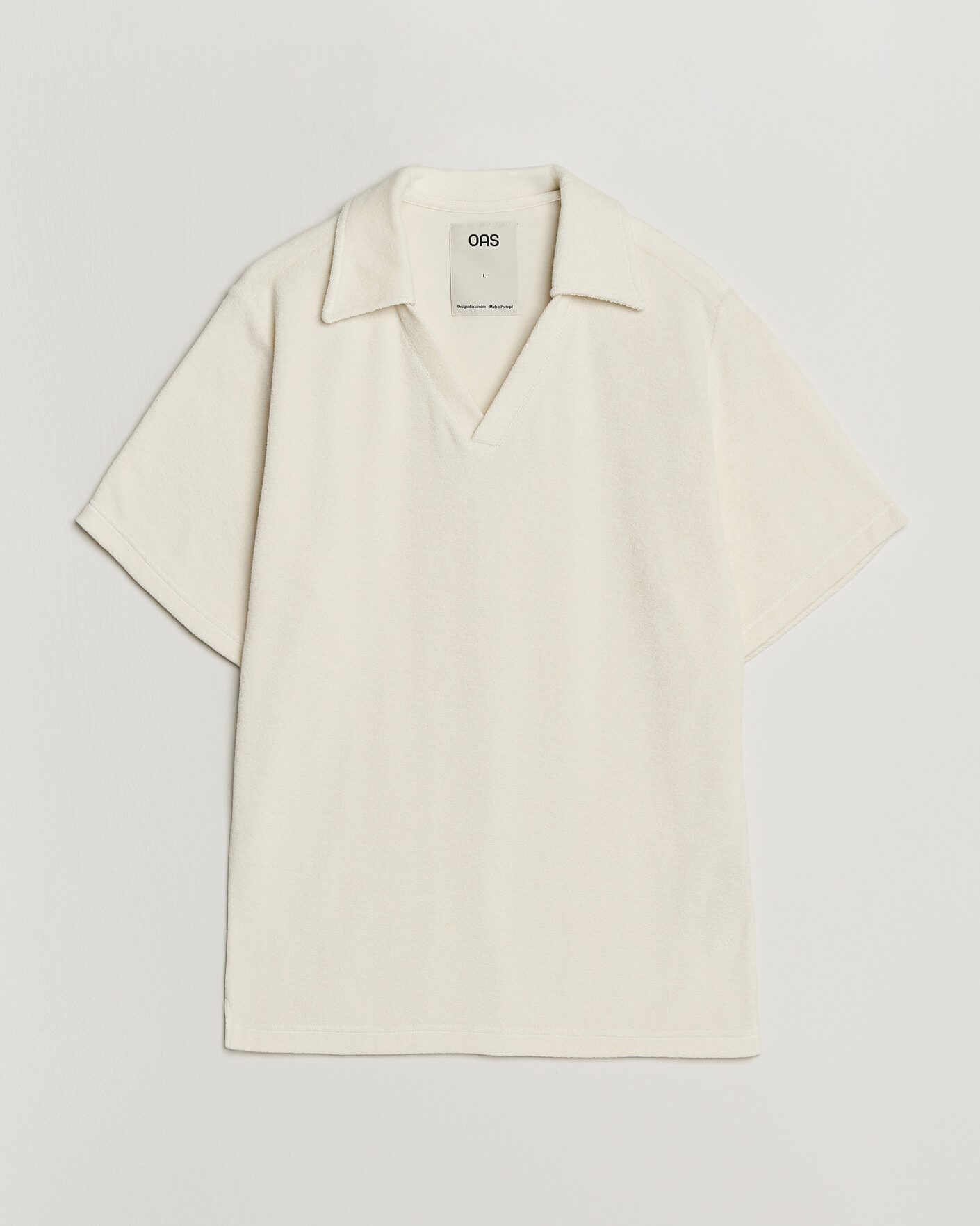 Men | Polo Shirts | OAS | Serif Regular Fit Terry Open Collar Polo Ecru
