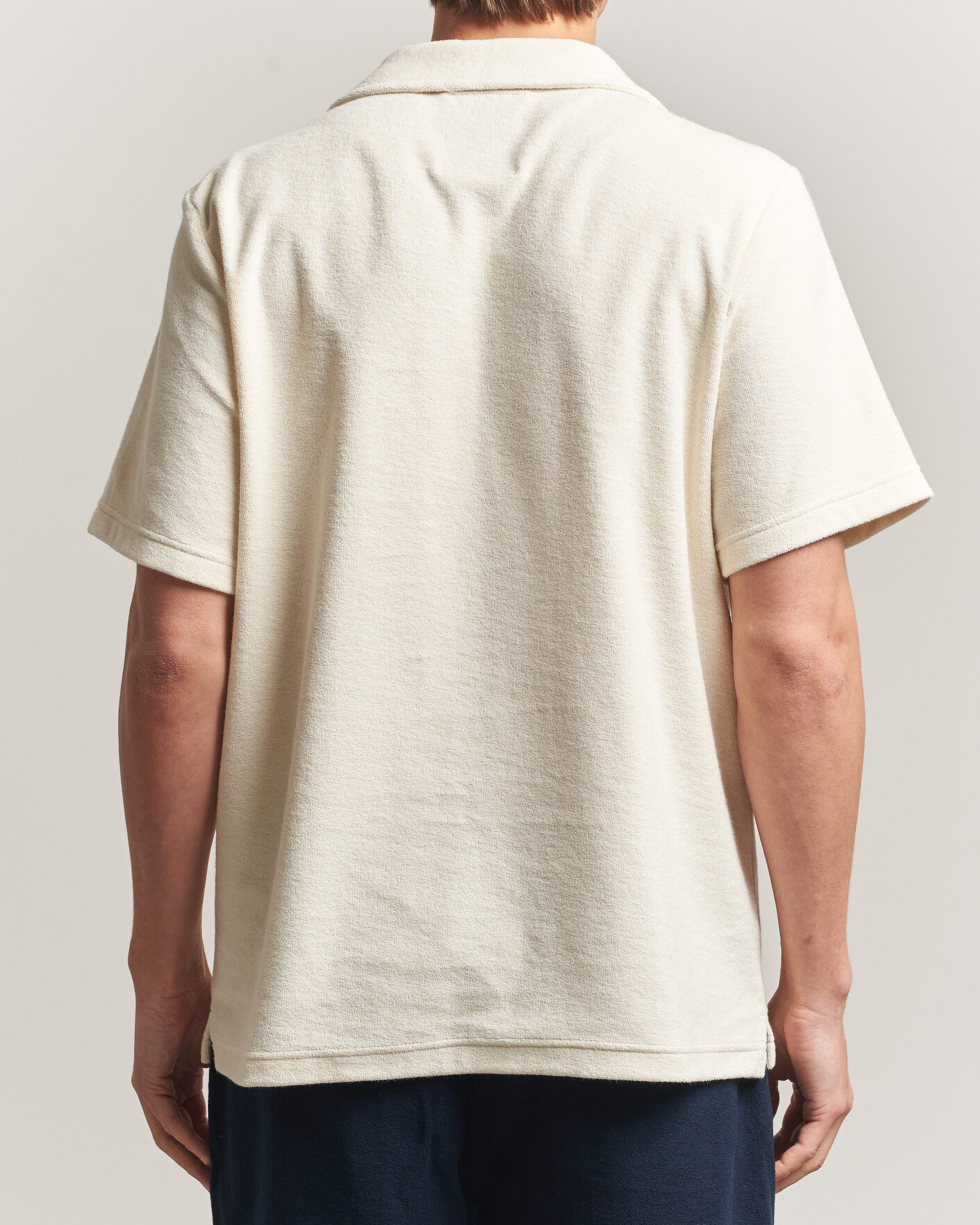 Men | Polo Shirts | OAS | Serif Regular Fit Terry Open Collar Polo Ecru