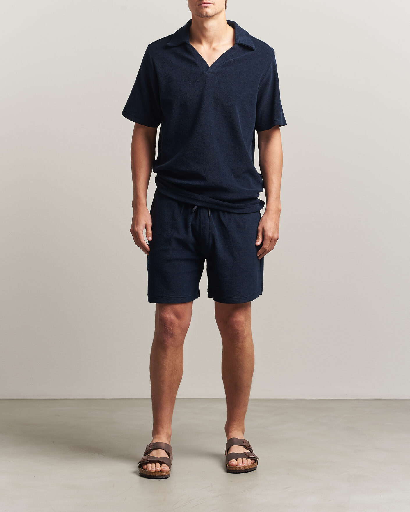 Men | Polo Shirts | OAS | Serif Regular Fit Terry Open Collar Polo Dark Blue