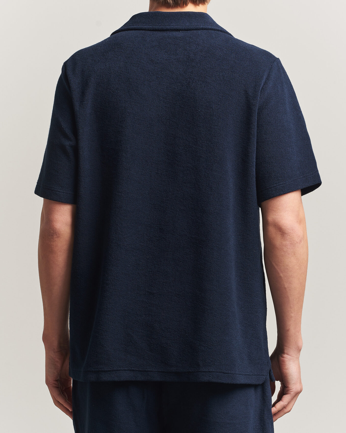 Men | Polo Shirts | OAS | Serif Regular Fit Terry Open Collar Polo Dark Blue