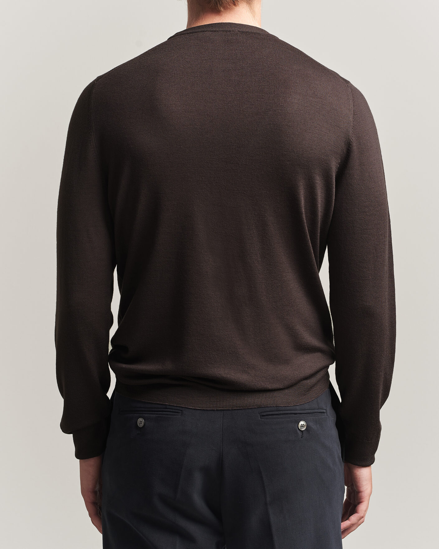 Men | Sweaters & Knitwear | Canali | Merino Wool Crew Neck Dark Brown