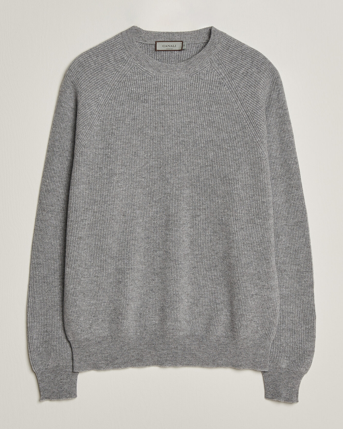 Men | Sweaters & Knitwear | Canali | Rib Cashmere Sweater Light Grey