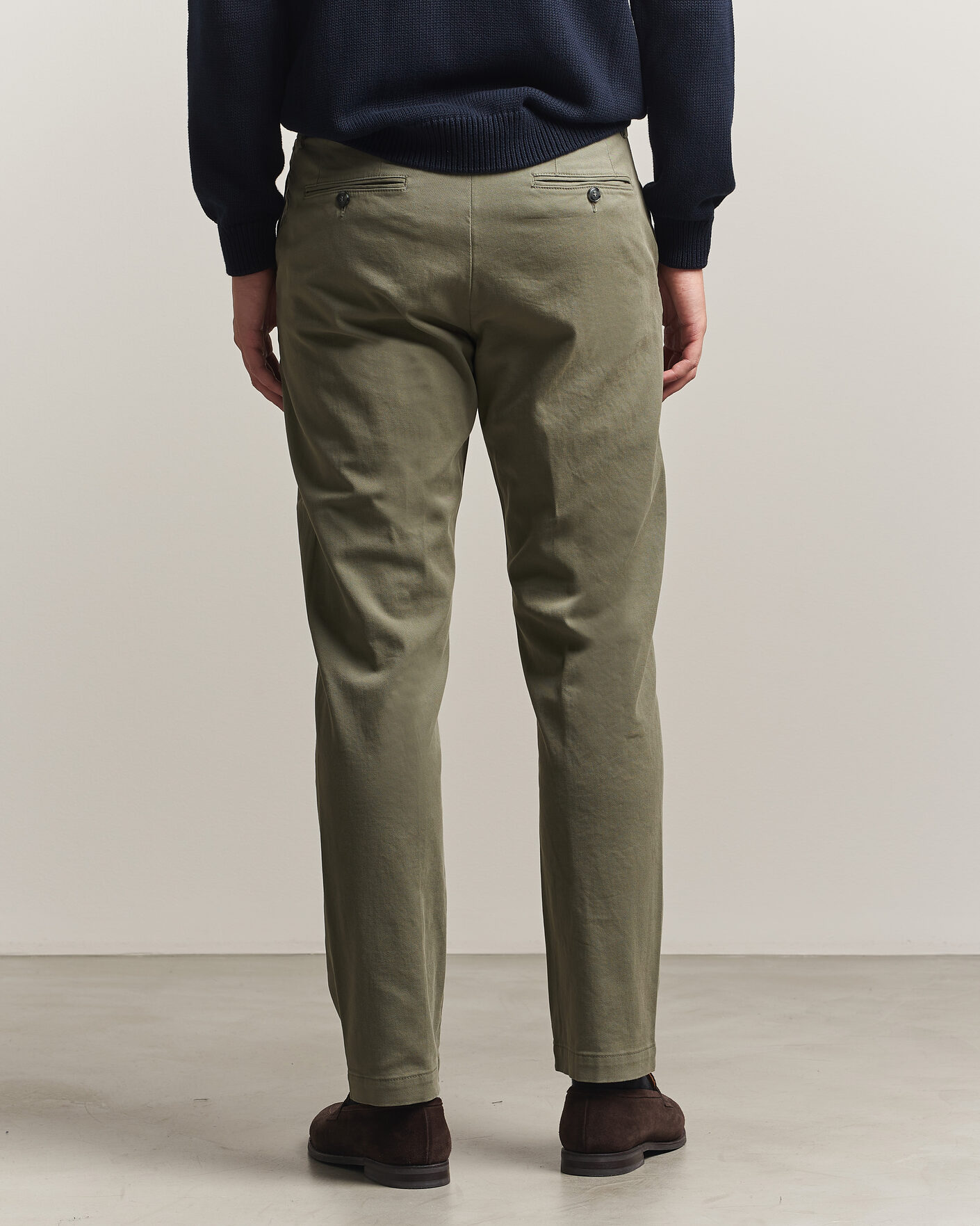 Men | Trousers | Canali | Cotton Twill Chinos Olive