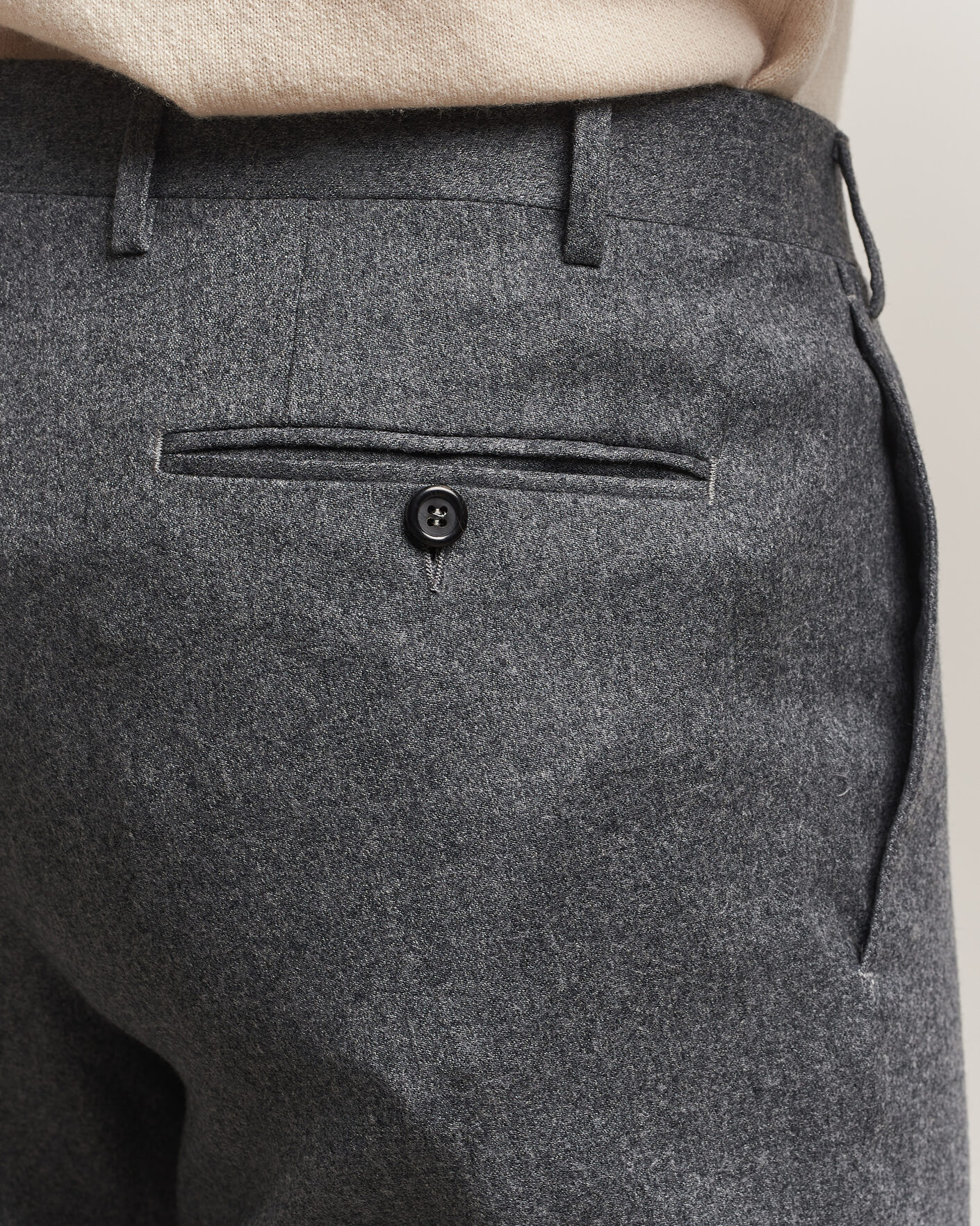 Men | Trousers | Canali | Slim Fit Flannel Trousers Grey Melange