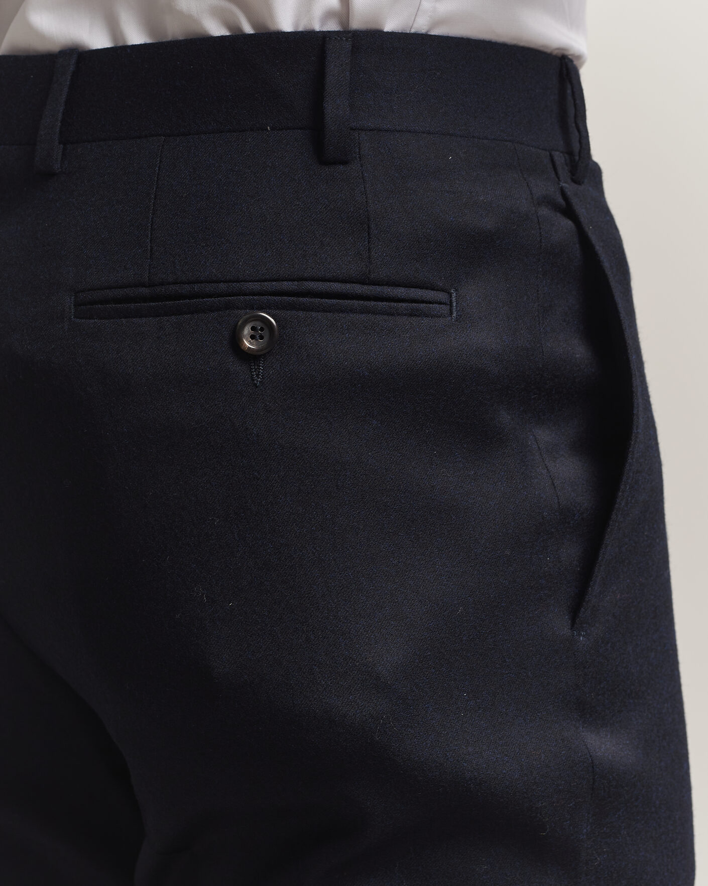 Men | Trousers | Canali | Slim Fit Flannel Trousers Navy