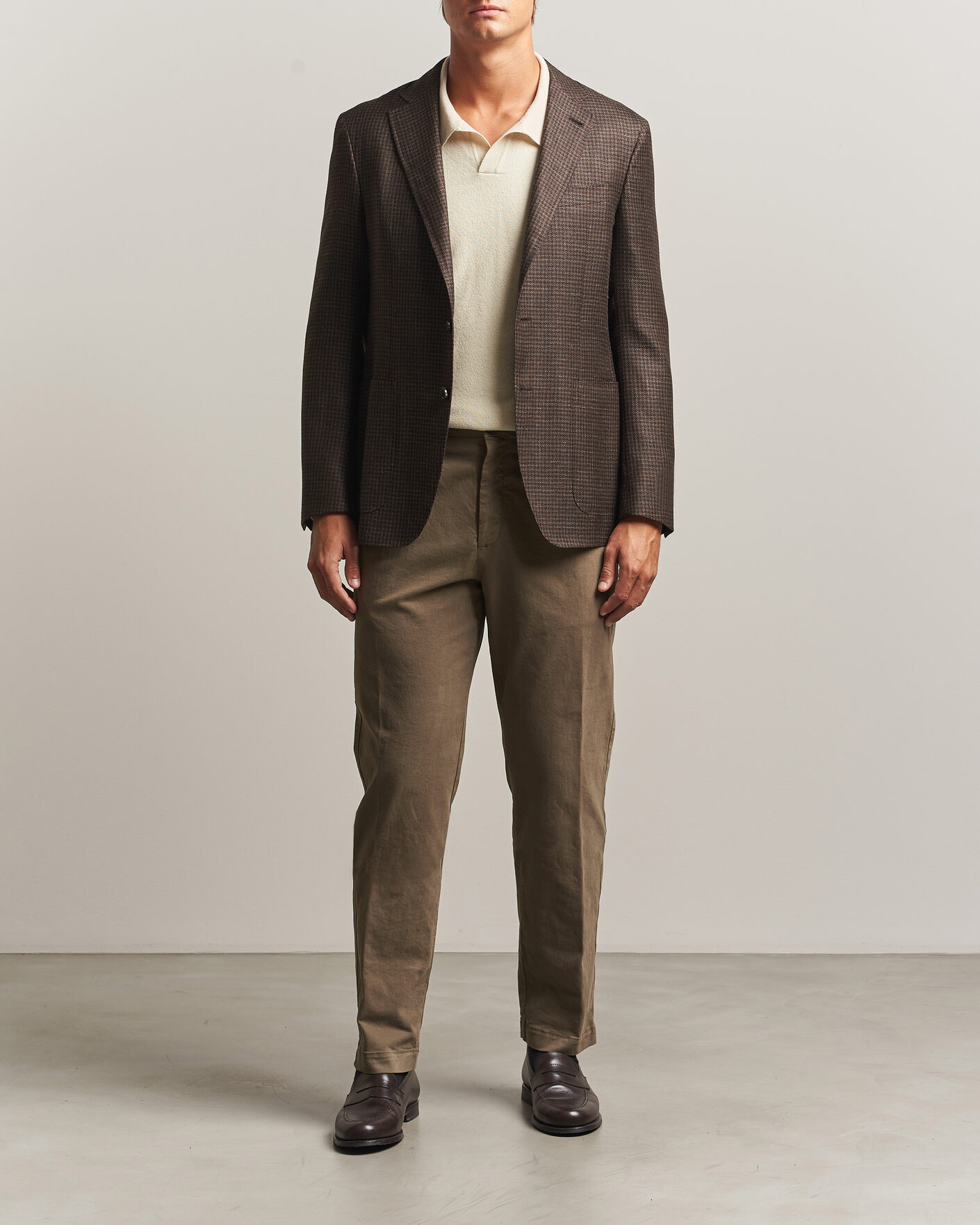 Men | Trousers | Canali | Cotton/Cashmere Chinos Taupe