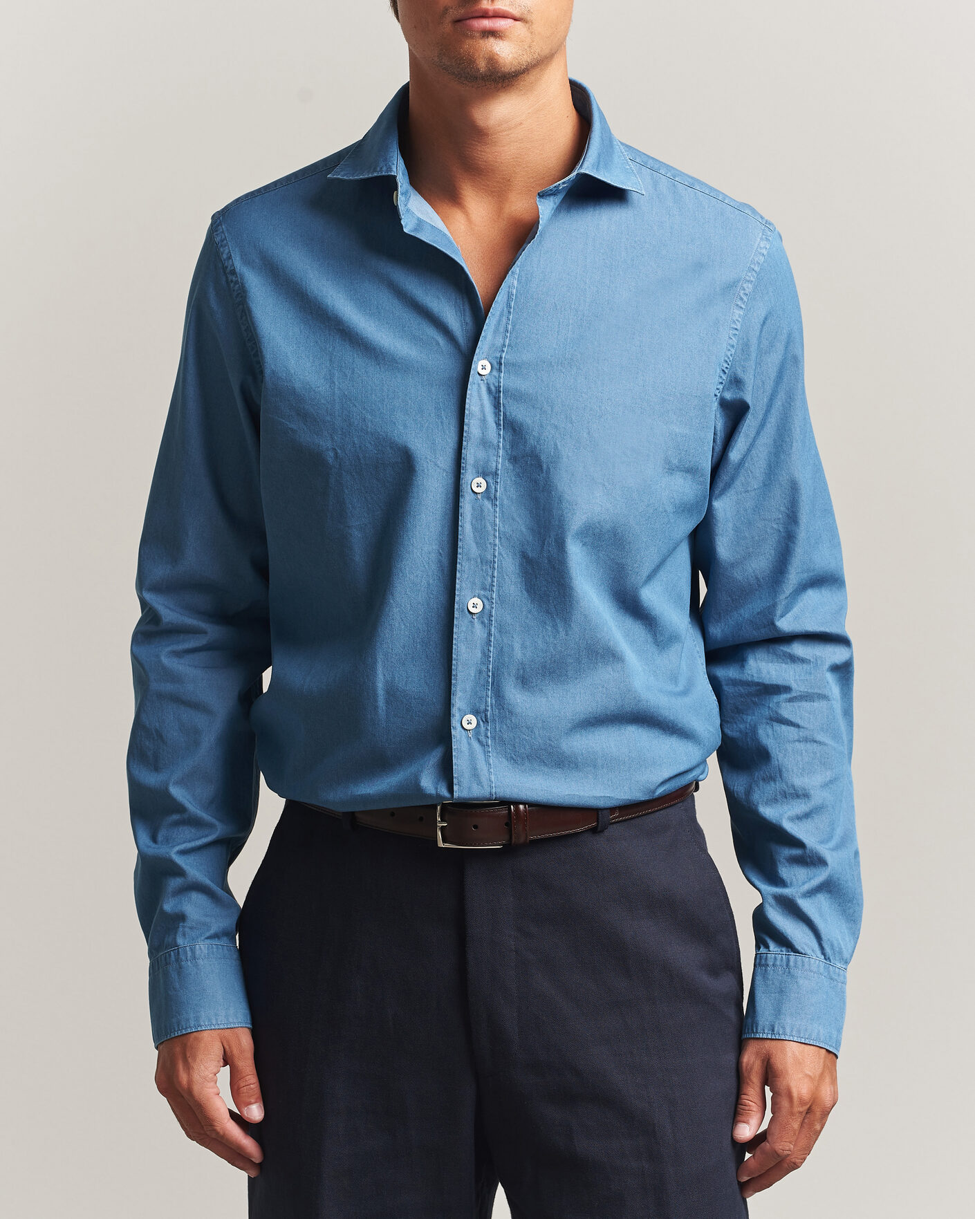 Men | Shirts | Canali | Denim Shirt Stone Wash