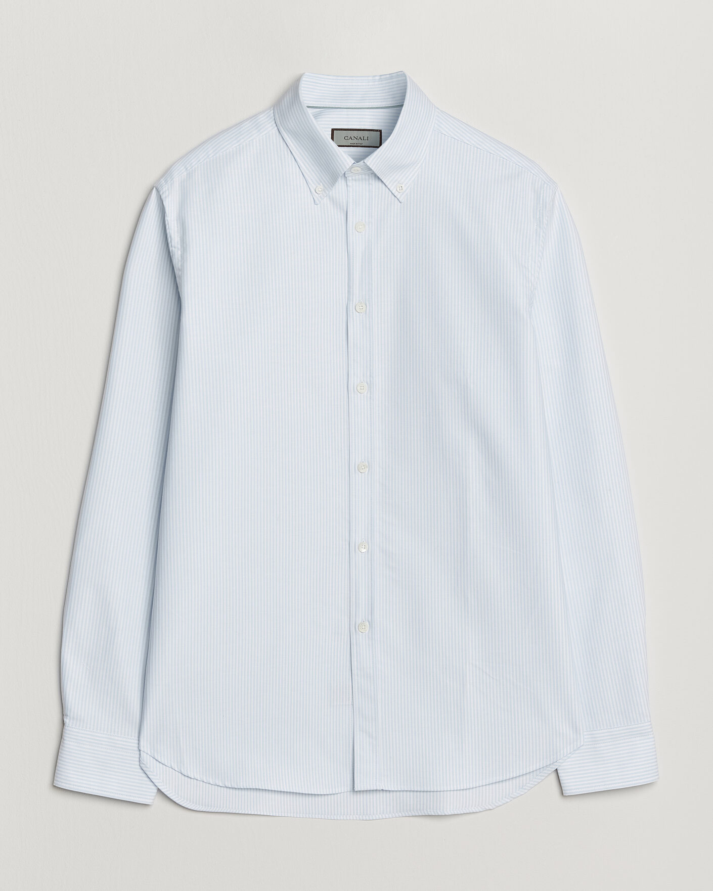 Men | Shirts | Canali | Oxford Button Down Shirt Light Blue Stripe