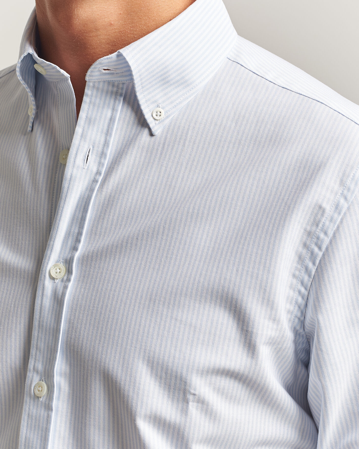 Men | Shirts | Canali | Oxford Button Down Shirt Light Blue Stripe