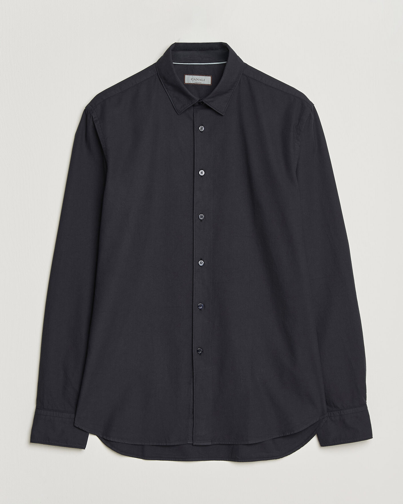 Men | Shirts | Canali | Garment Dyed Cotton Shirt Navy