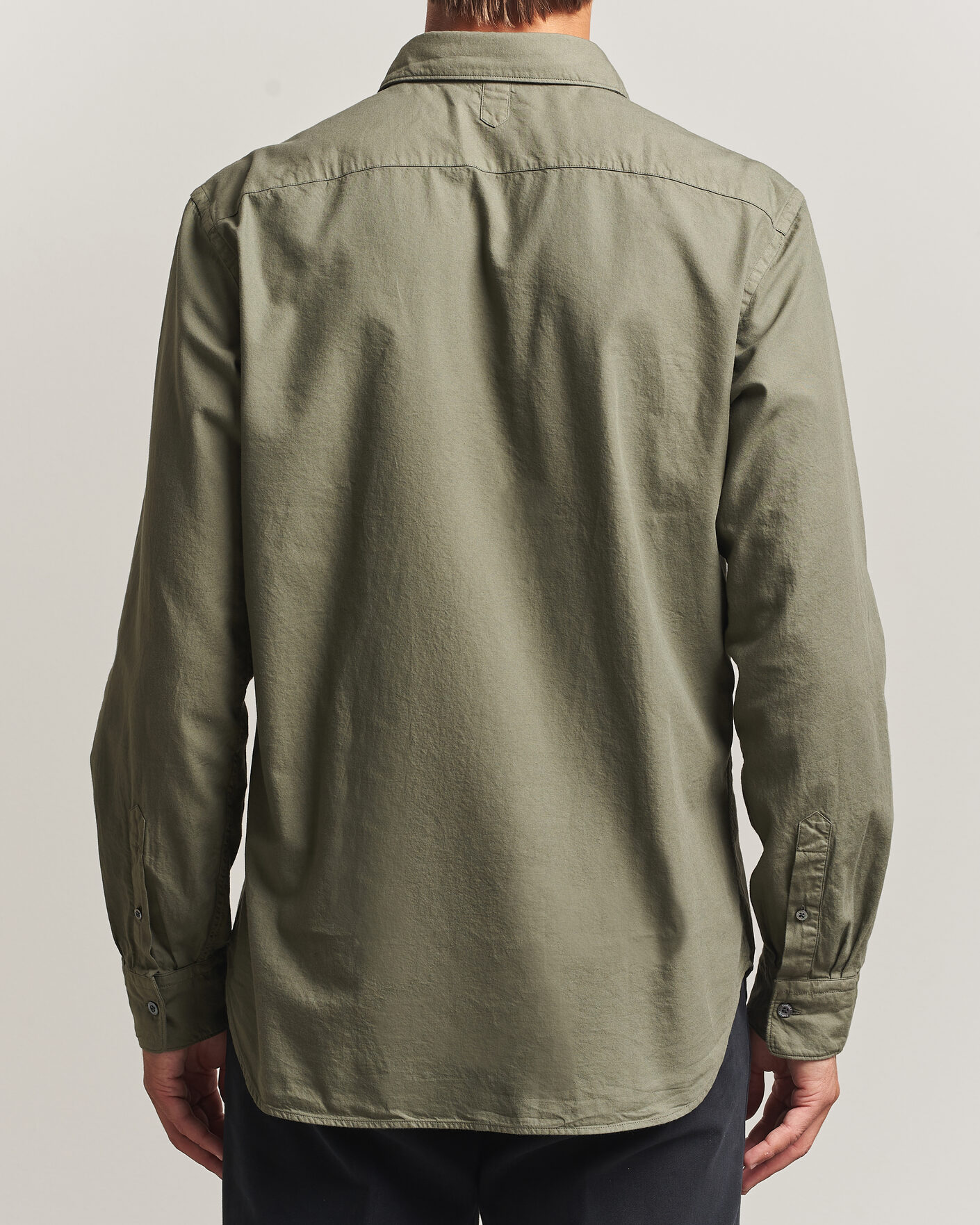 Men | Shirts | Canali | Garment Dyed Cotton Shirt Olive