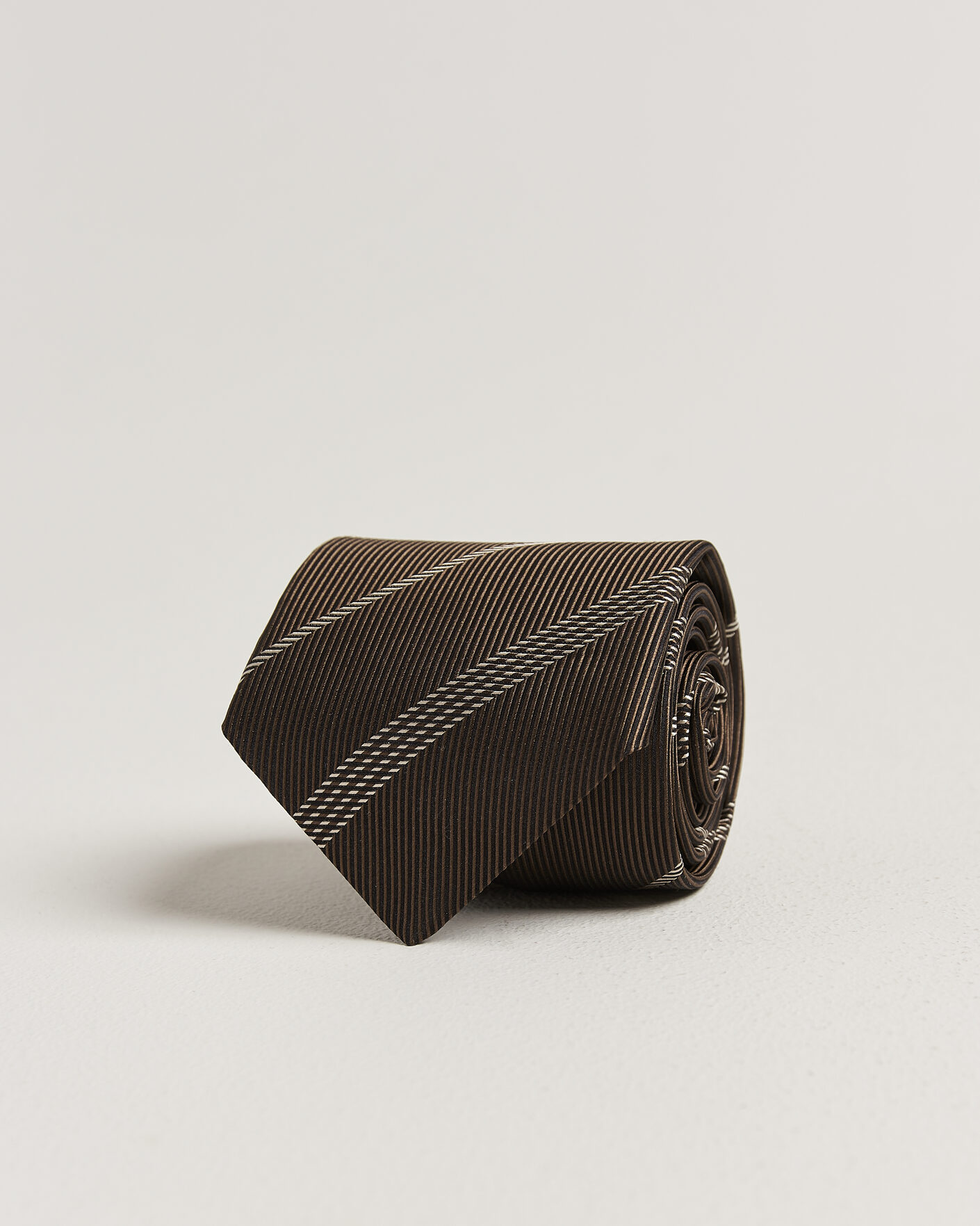 Men | Ties | Canali | Regimental Stripe Silk Tie Brown