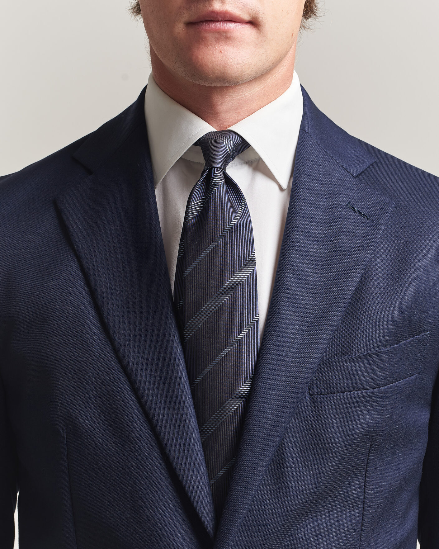 Men | Ties | Canali | Regimental Stripe Silk Tie Navy