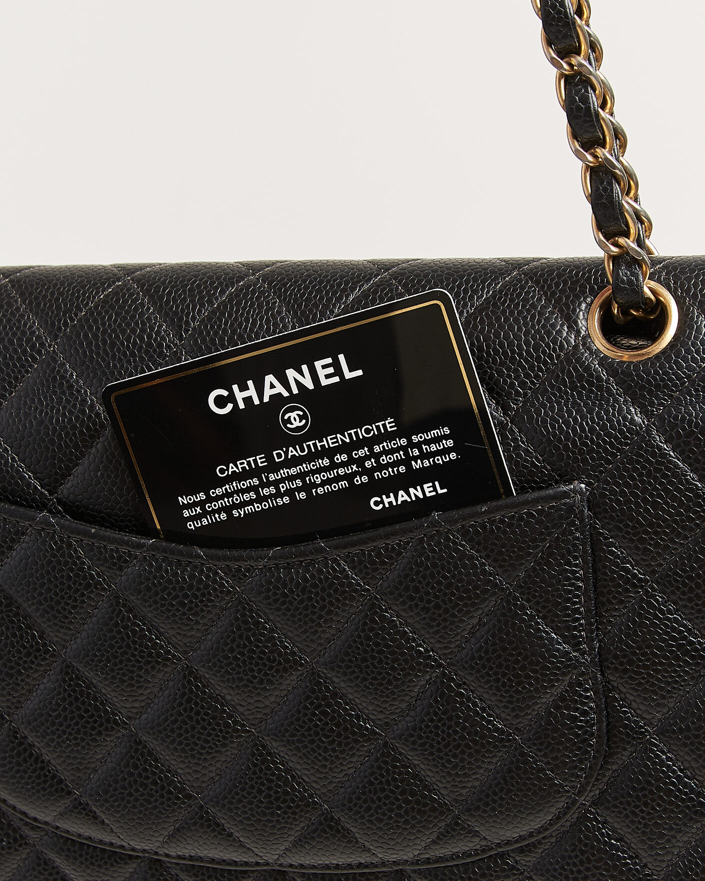 Men | Chanel Pre-Owned Classic Medium Double Flap Bag Caviar Leather Black | Chanel Pre-Owned | Classic Medium Double Flap Bag Caviar Leather Black