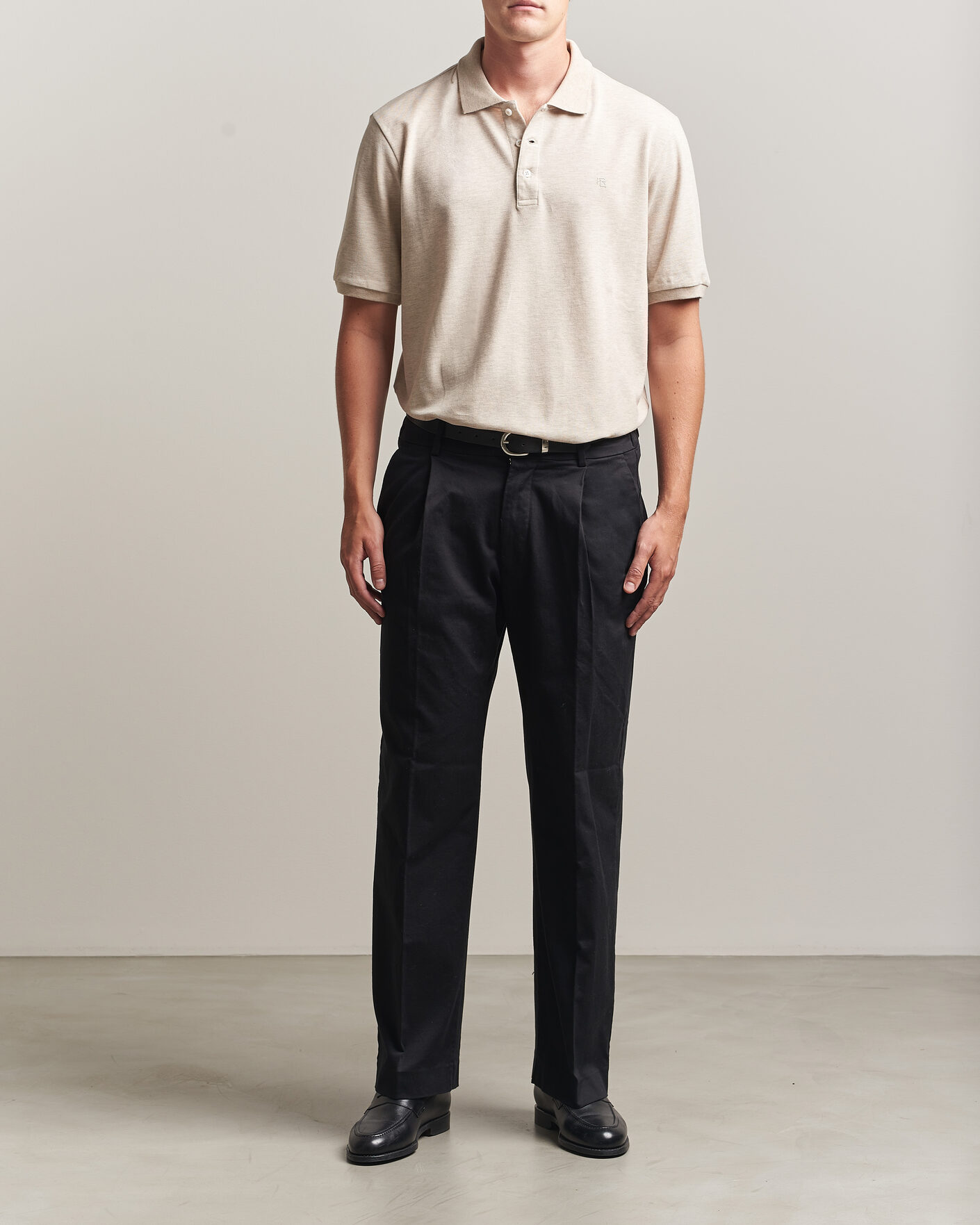 Men | Polo Shirts | Ralph Lauren Purple Label | Short Sleeve Mercerized Cotton Polo Beige Melange
