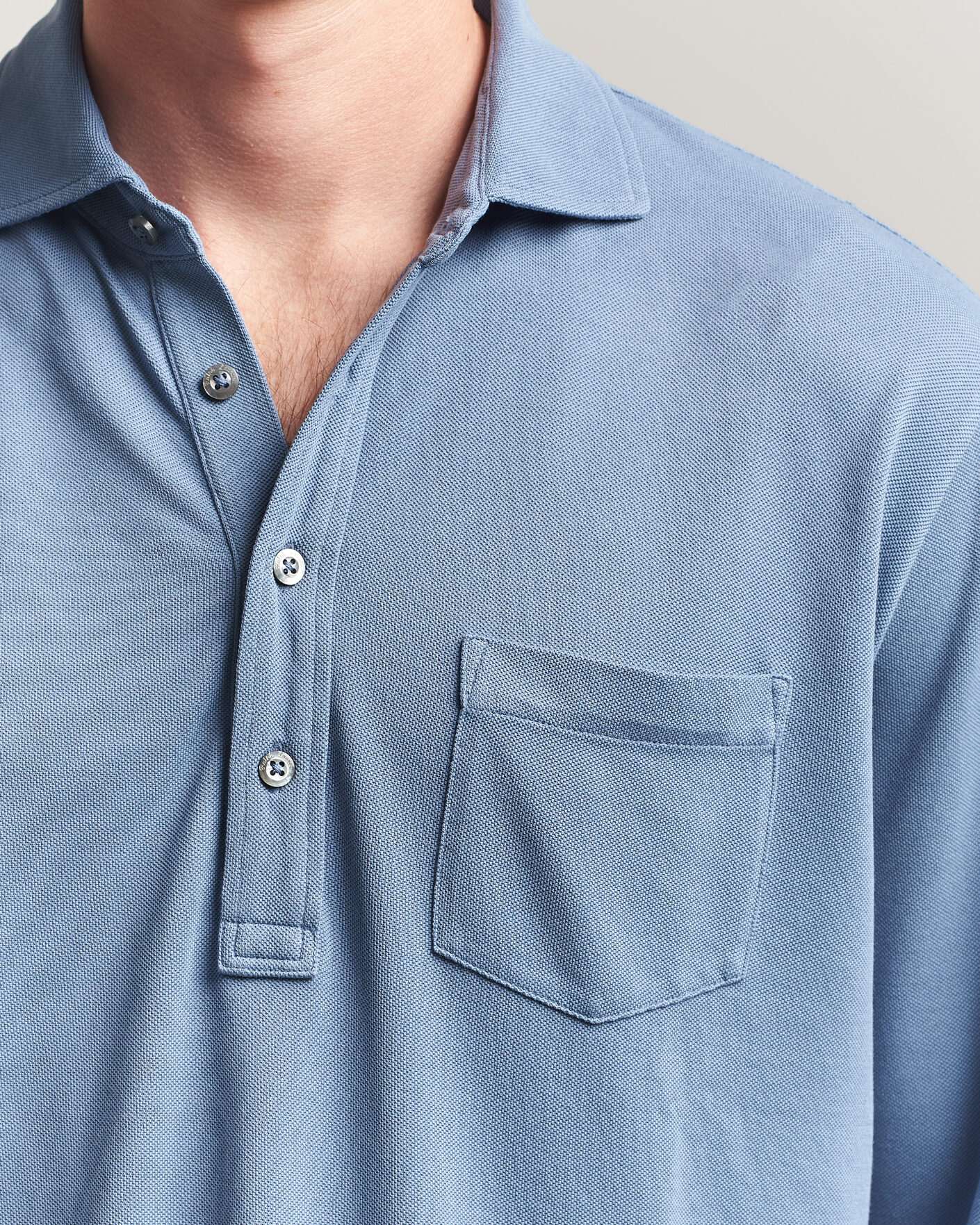 Ralph Lauren Purple Label Long Sleeve Washed Polo Blue Horizon at