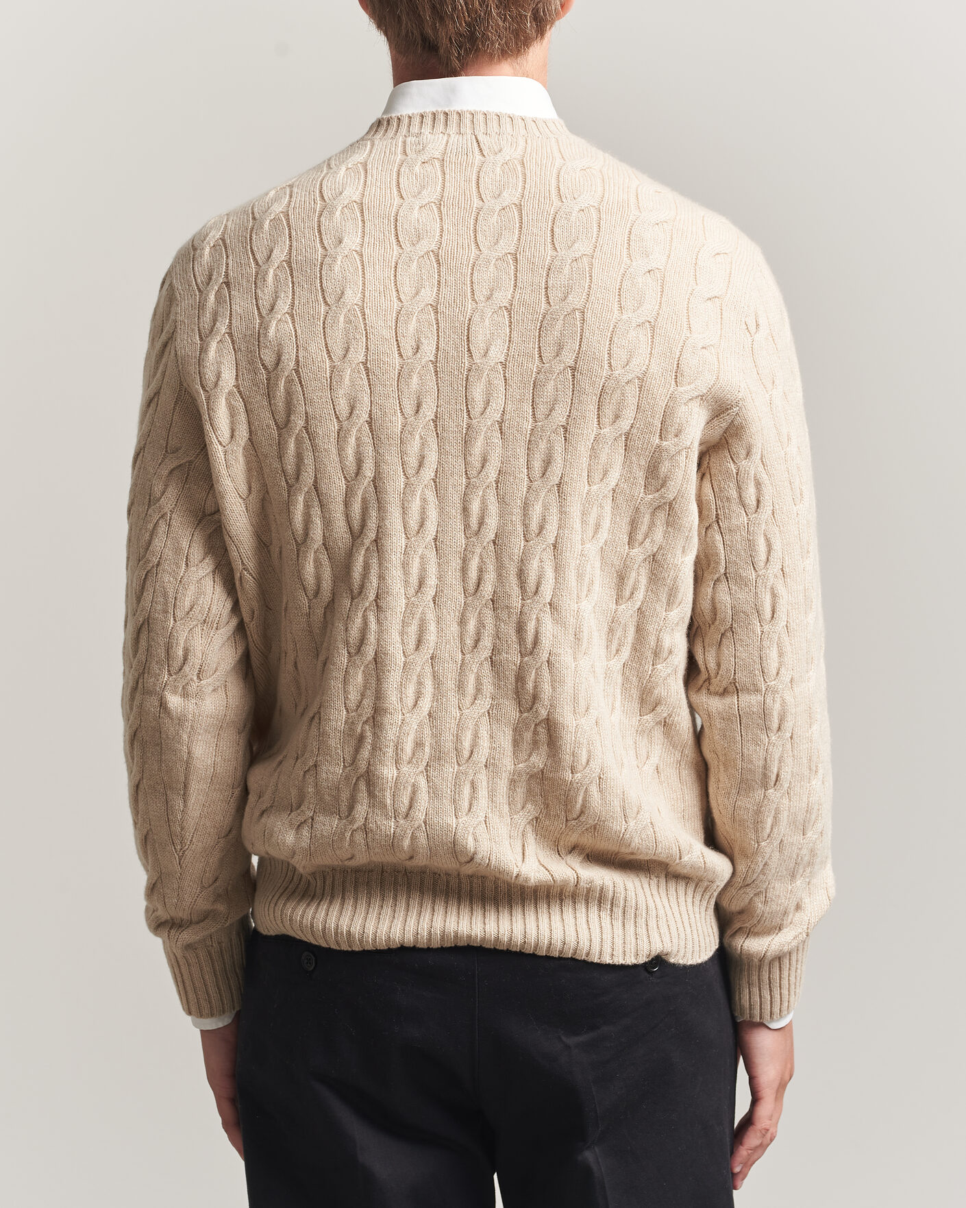 Men | Sweaters & Knitwear | Ralph Lauren Purple Label | Cashmere Cable Sweater Beige Melange
