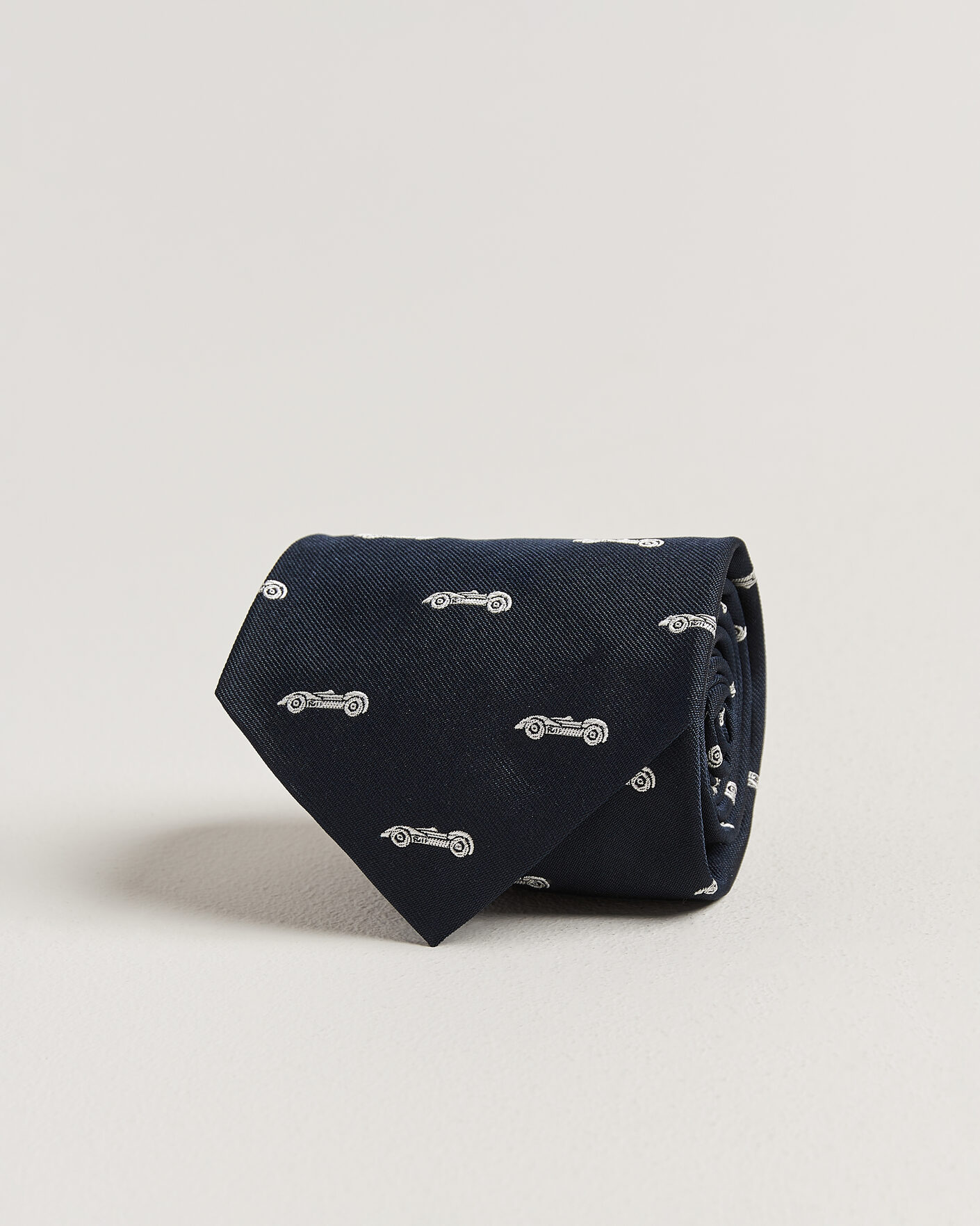 Men | Ties | Ralph Lauren Purple Label | Jacquard Race Cars Silk Tie Navy