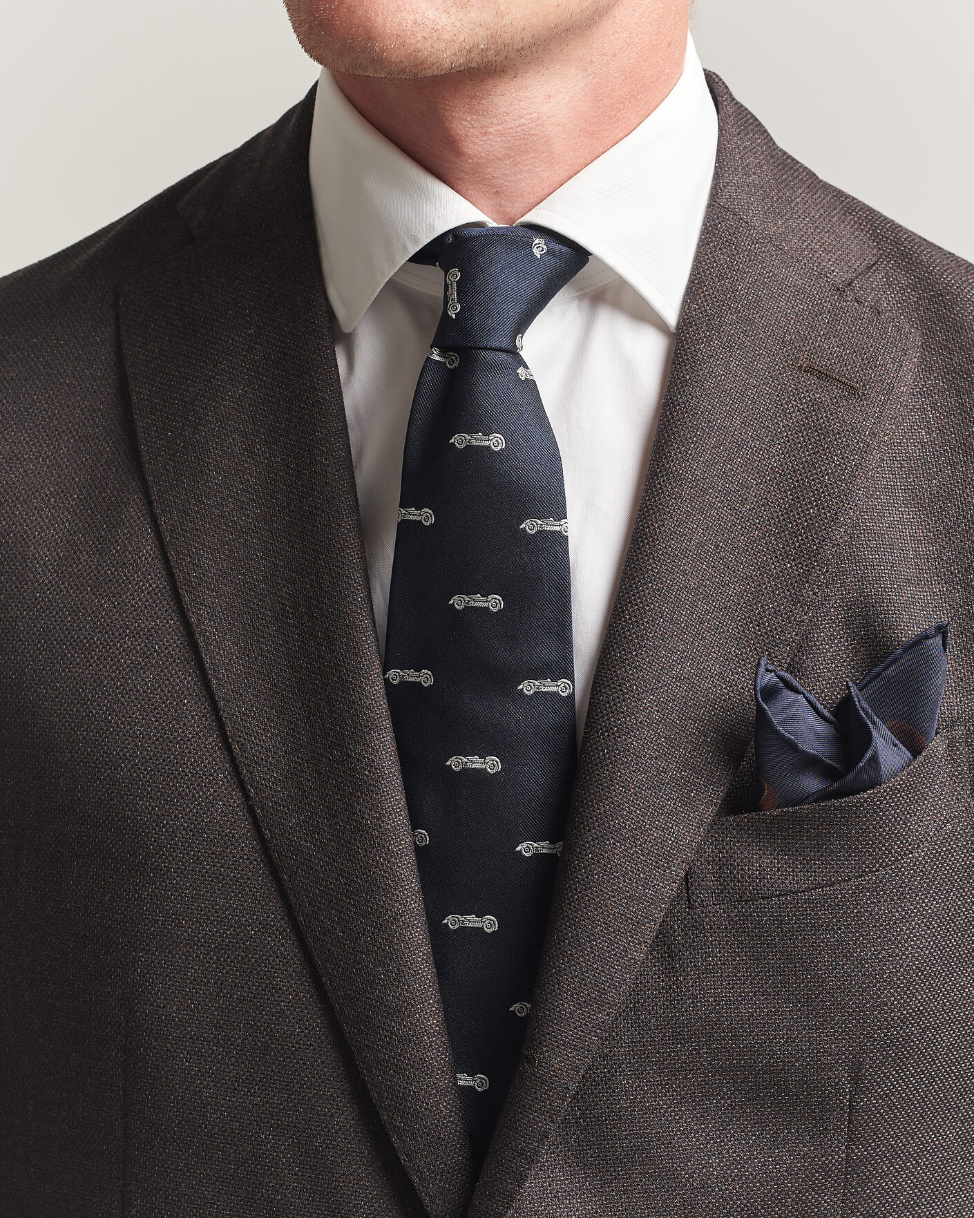 Ralph Lauren Purple Label Jacquard Race Cars Silk Tie Navy at
