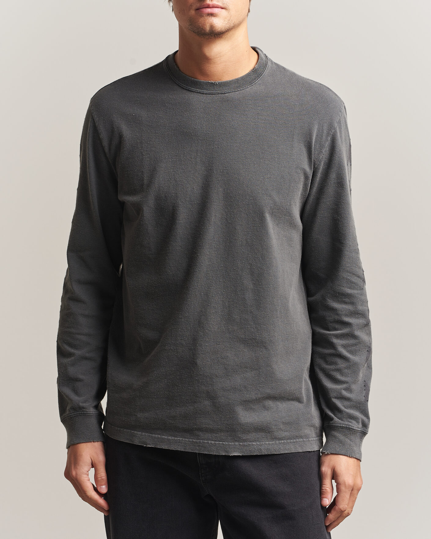 Men | Sweaters & Knitwear | Golden Goose | Long Sleeve Garment Dyed T-Shirt Anthracite