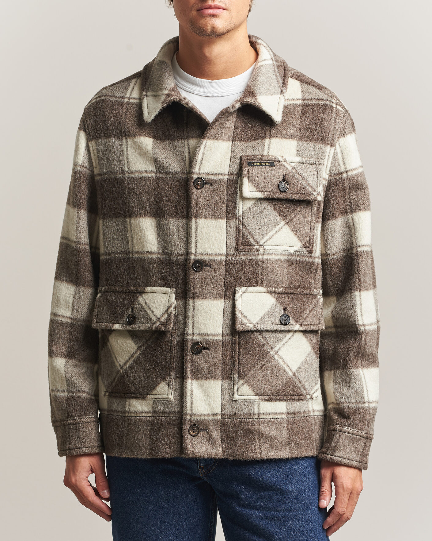 Men | Coats & Jackets | Golden Goose | Wool/Mohair Work Jacket Brown/White