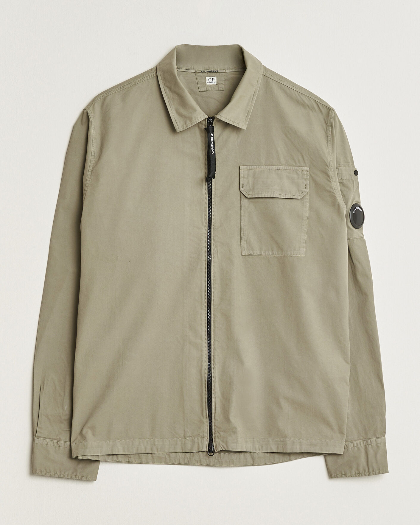 Men | Shirts | C.P. Company | Organic Cotton Gabardine Zip Overshirt Grey