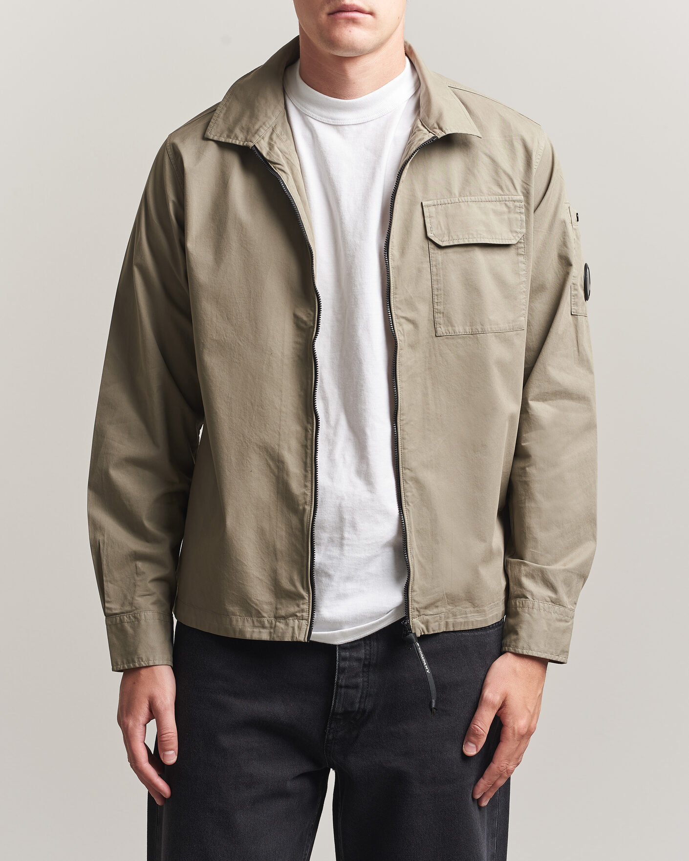 Men | Shirts | C.P. Company | Organic Cotton Gabardine Zip Overshirt Grey