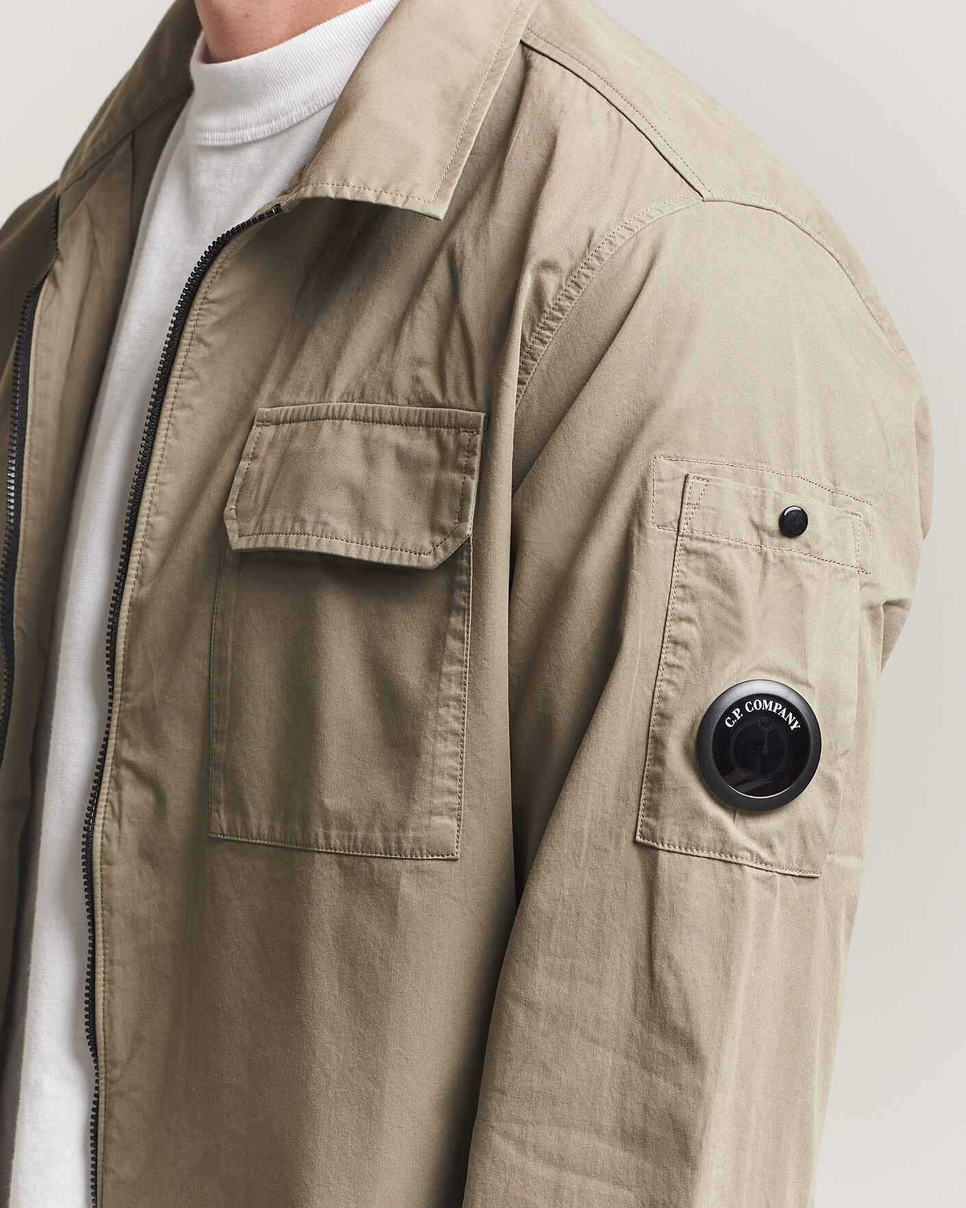 Men | Shirts | C.P. Company | Organic Cotton Gabardine Zip Overshirt Grey