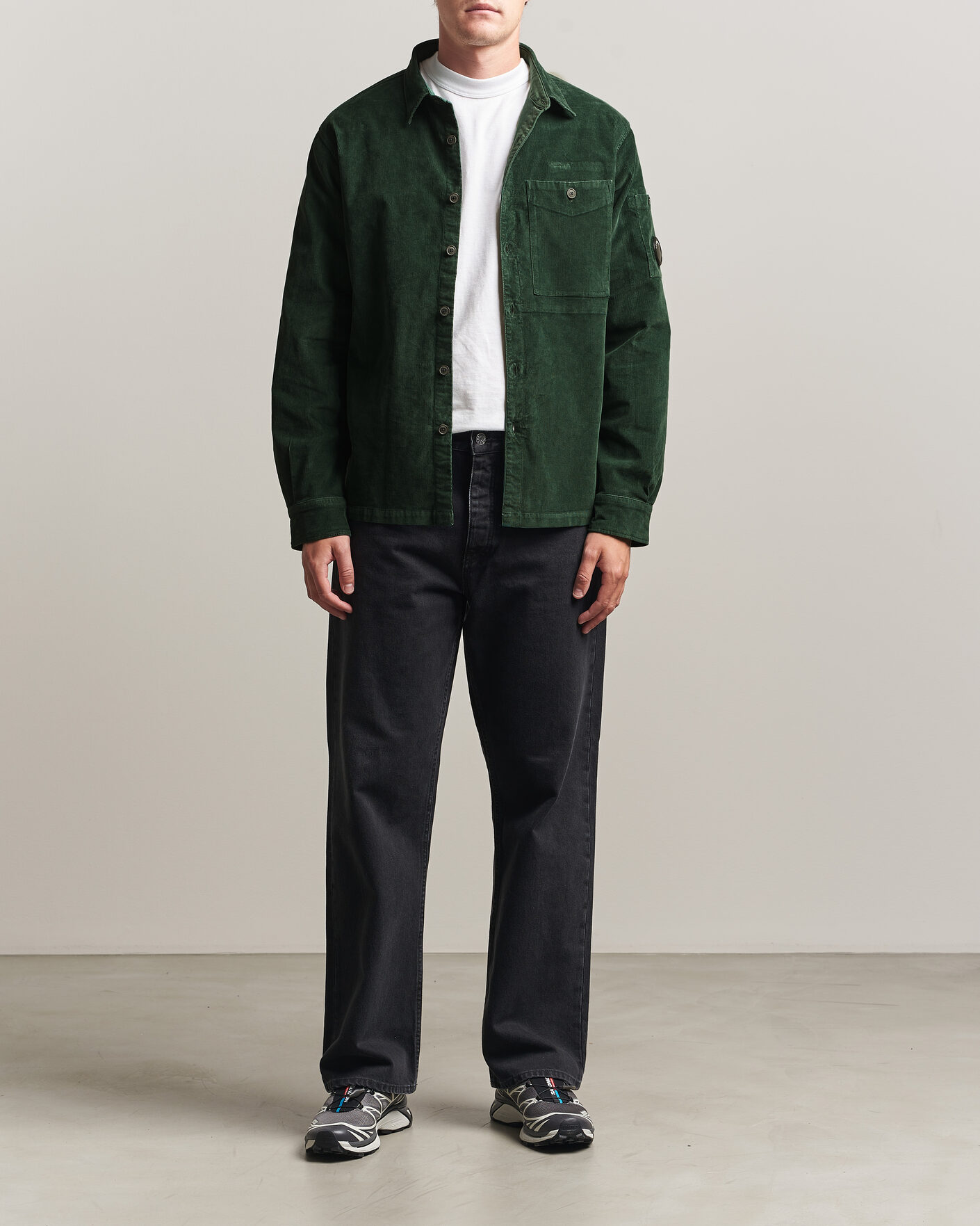 Men | Shirts | C.P. Company | Corduroy Lens Overshirt Emerald Green
