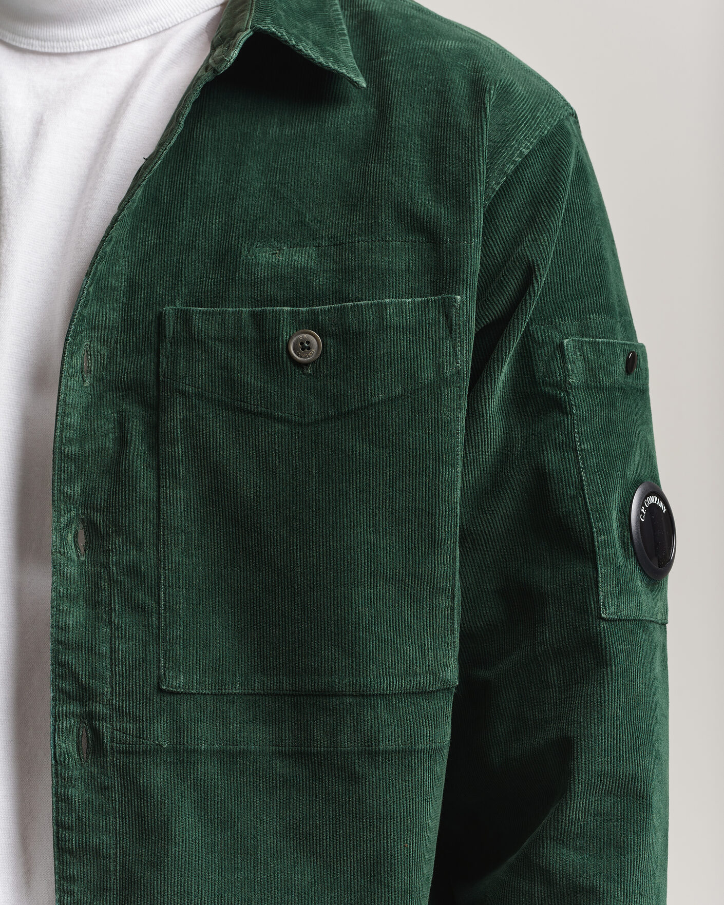 Men | Shirts | C.P. Company | Corduroy Lens Overshirt Emerald Green