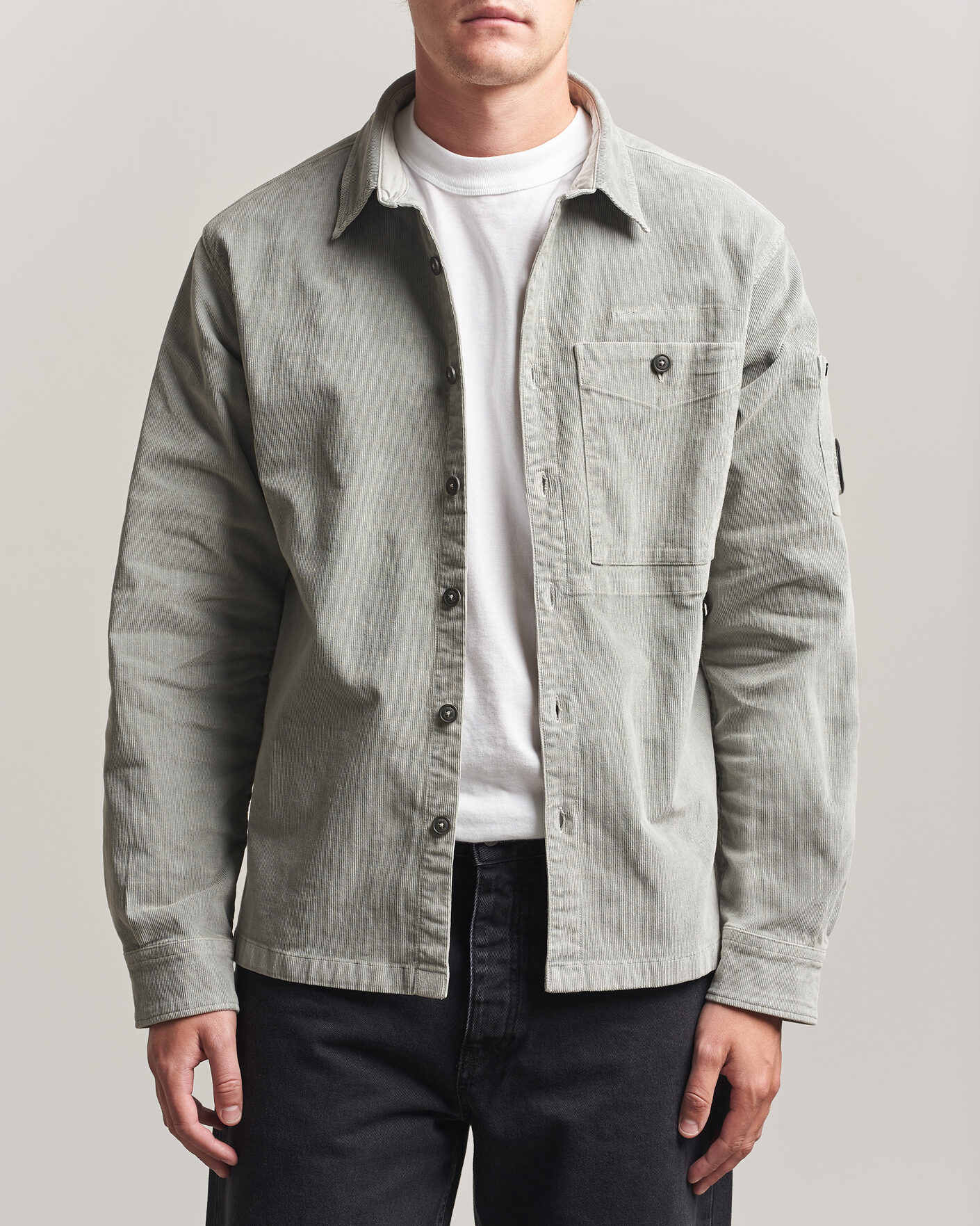 Men | Shirts | C.P. Company | Corduroy Lens Overshirt Light Grey