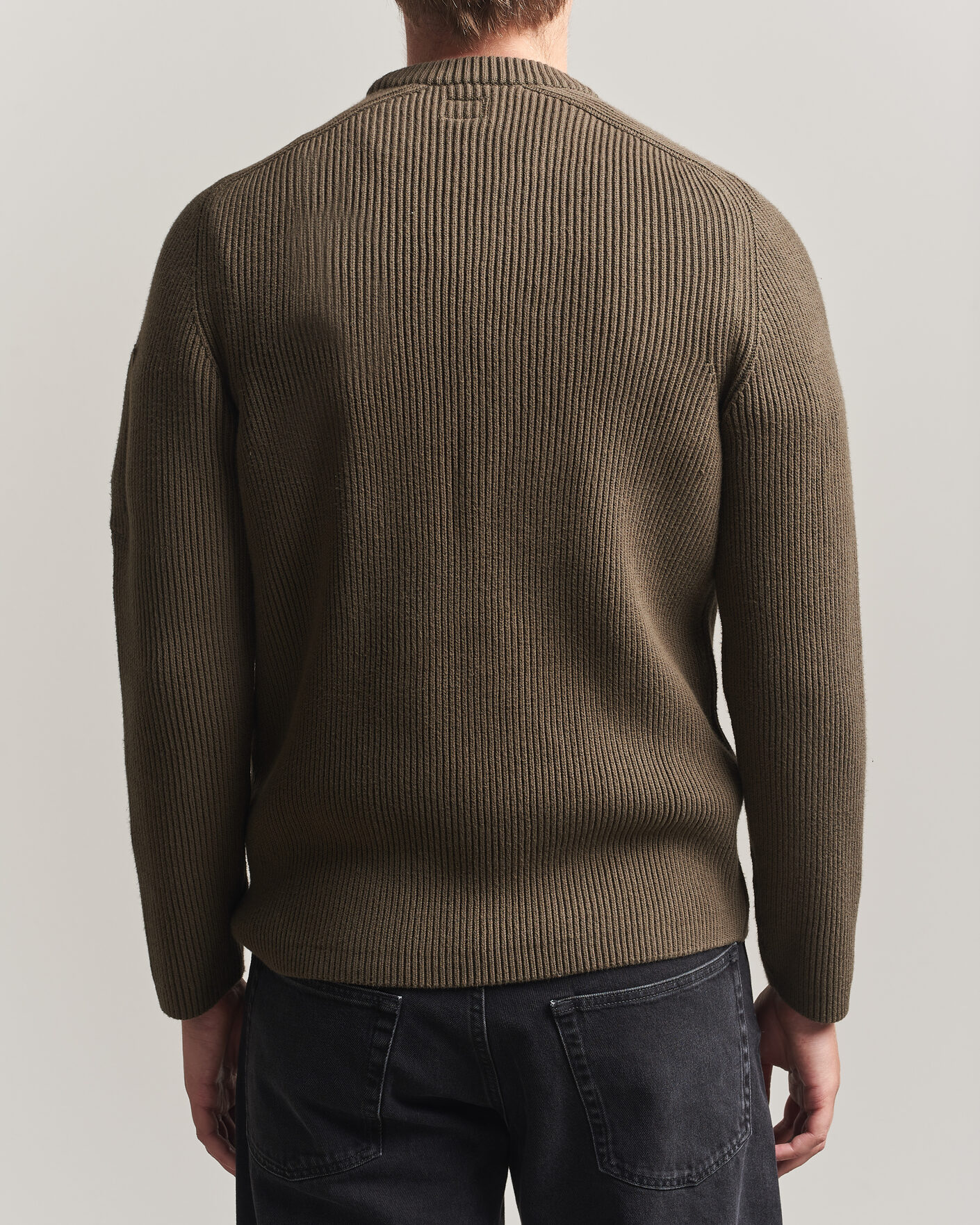 Men | Sweaters & Knitwear | C.P. Company | Full Rib Knitted Cotton Crew Neck Dark Green