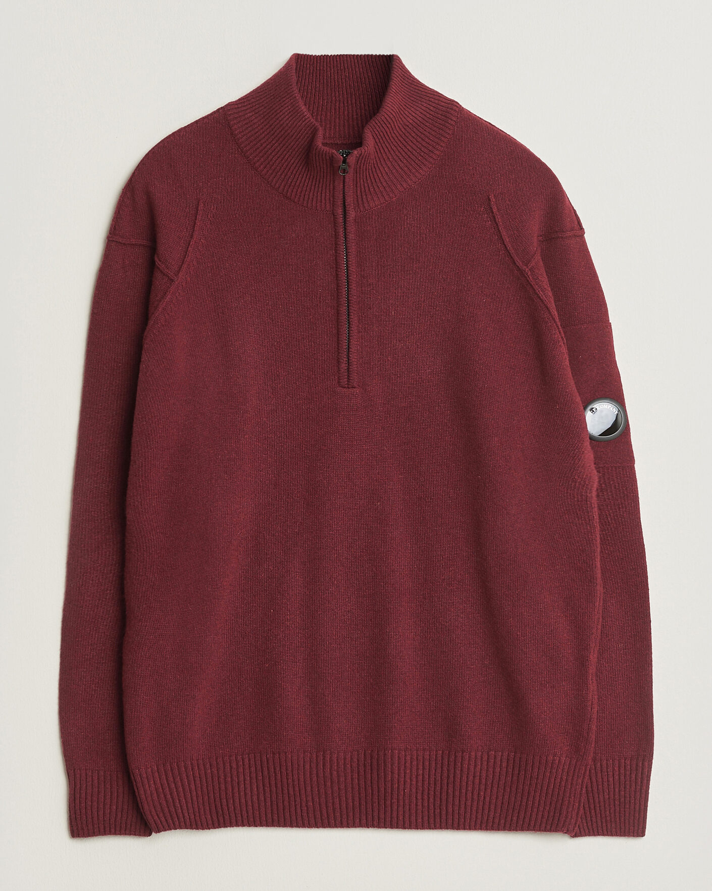 Men | Sweaters & Knitwear | C.P. Company | Knitted Lambswool Half-Zip Burgundy