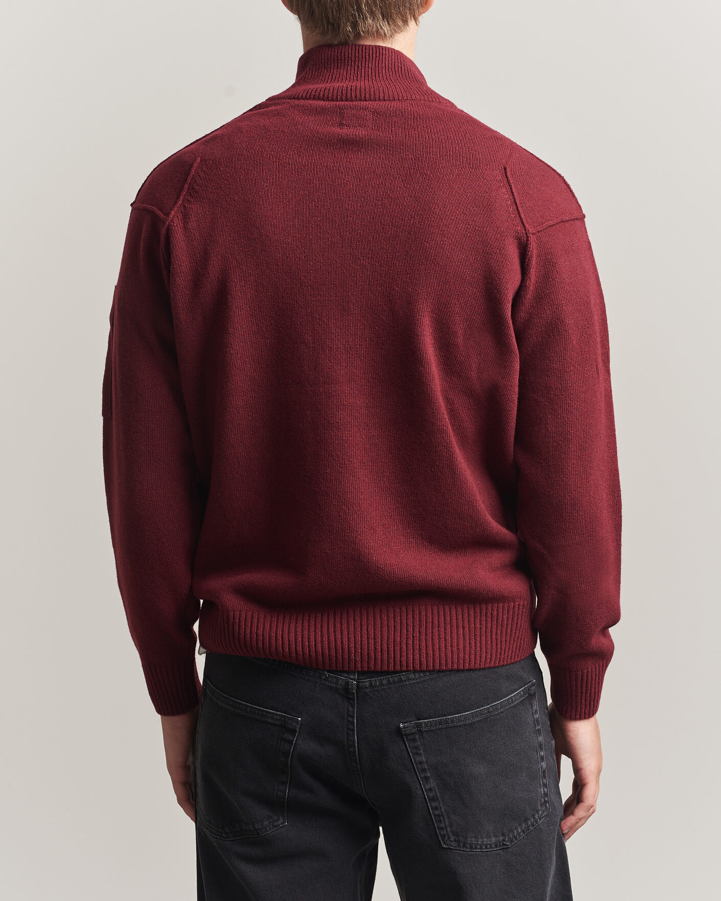 Men | Sweaters & Knitwear | C.P. Company | Knitted Lambswool Half-Zip Burgundy