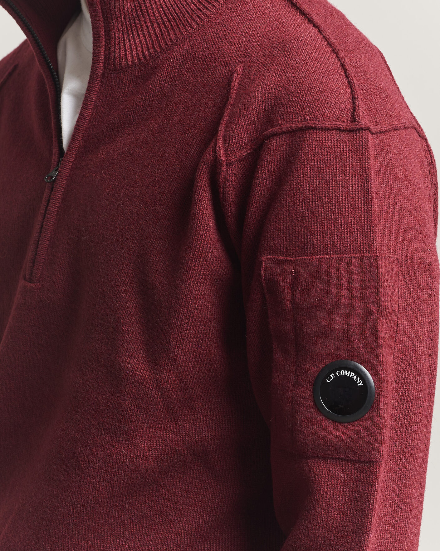 Men | Sweaters & Knitwear | C.P. Company | Knitted Lambswool Half-Zip Burgundy