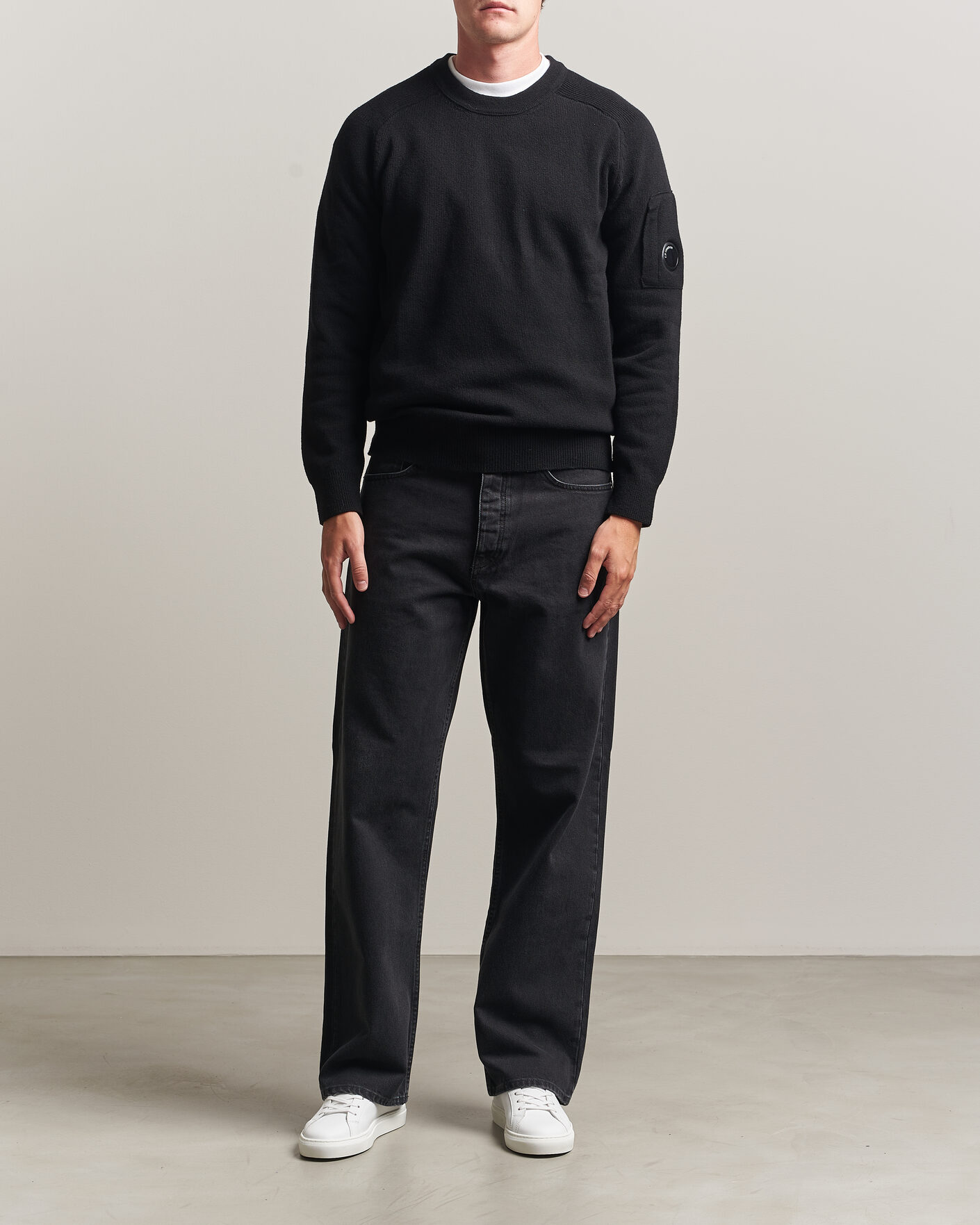 Men | Sweaters & Knitwear | C.P. Company | Knitted Lambswool Crew Neck Black