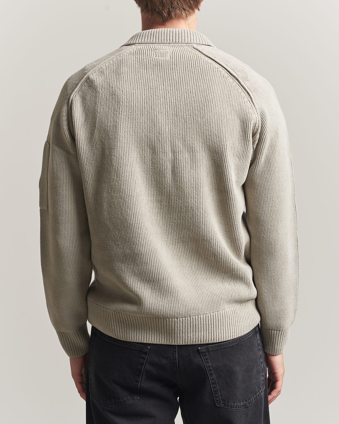 Men | Sweaters & Knitwear | C.P. Company | Cotton Chenille Polo Collar Light Grey