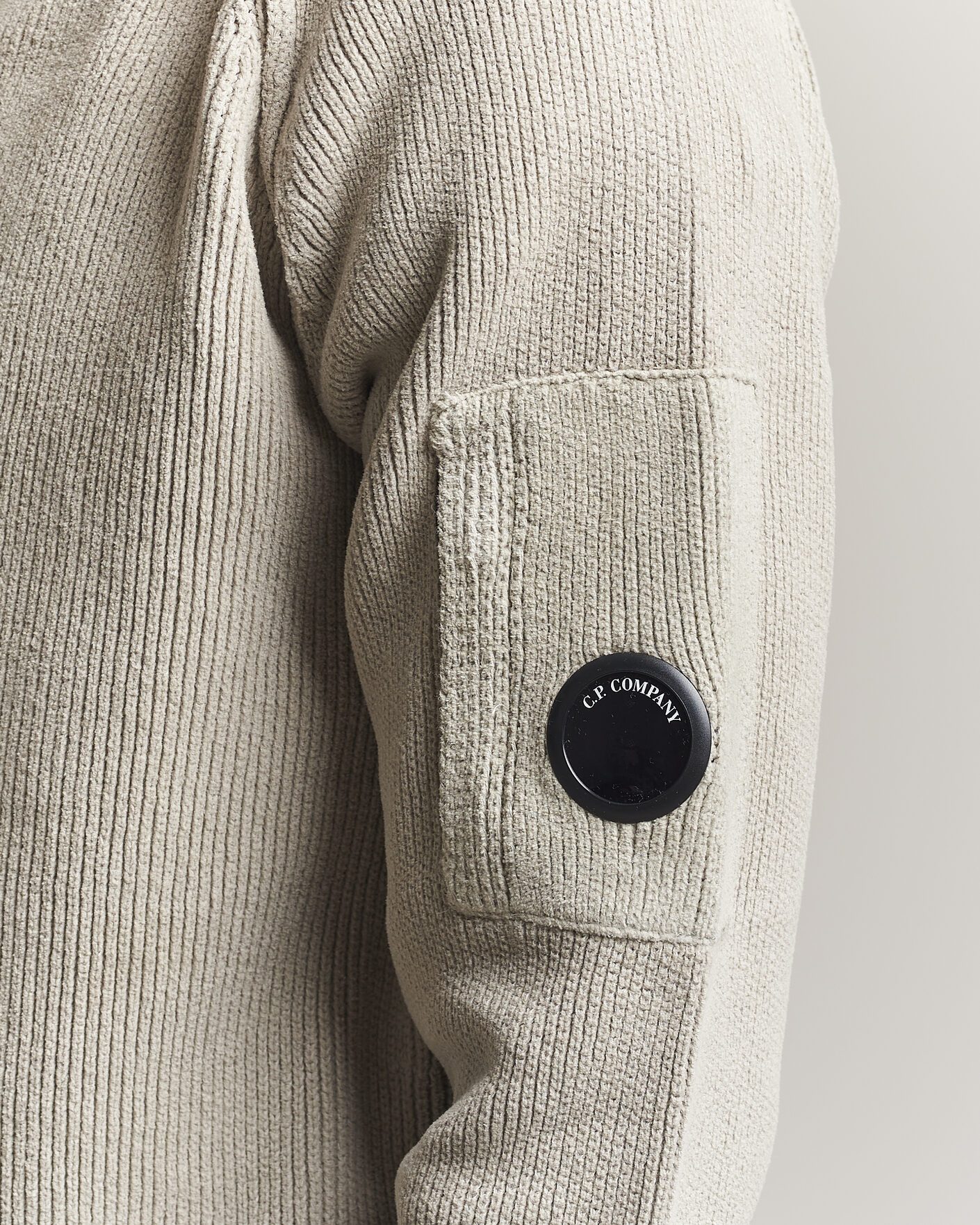 Men | Sweaters & Knitwear | C.P. Company | Cotton Chenille Polo Collar Light Grey
