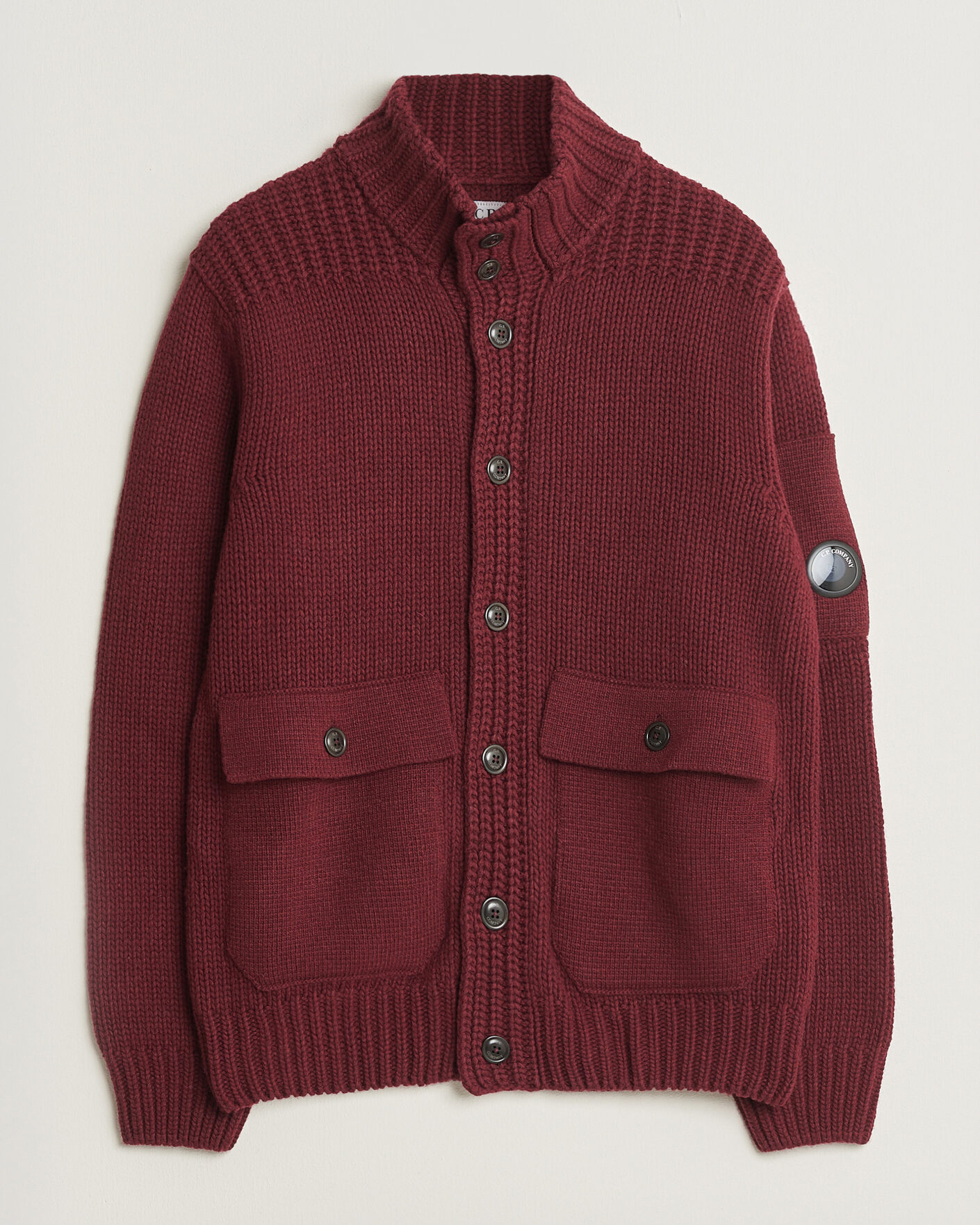 Men | Sweaters & Knitwear | C.P. Company | Heavy Lambswool Cardigan Burgundy
