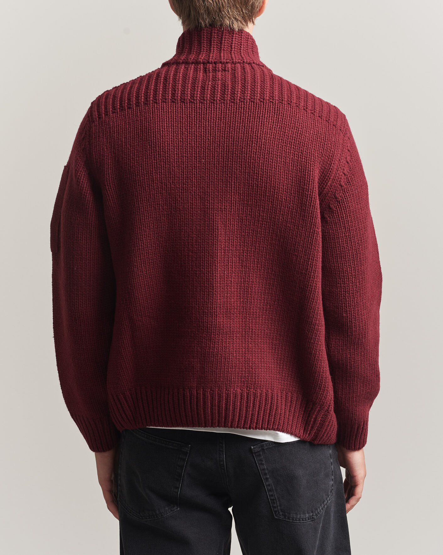 Men | Sweaters & Knitwear | C.P. Company | Heavy Lambswool Cardigan Burgundy