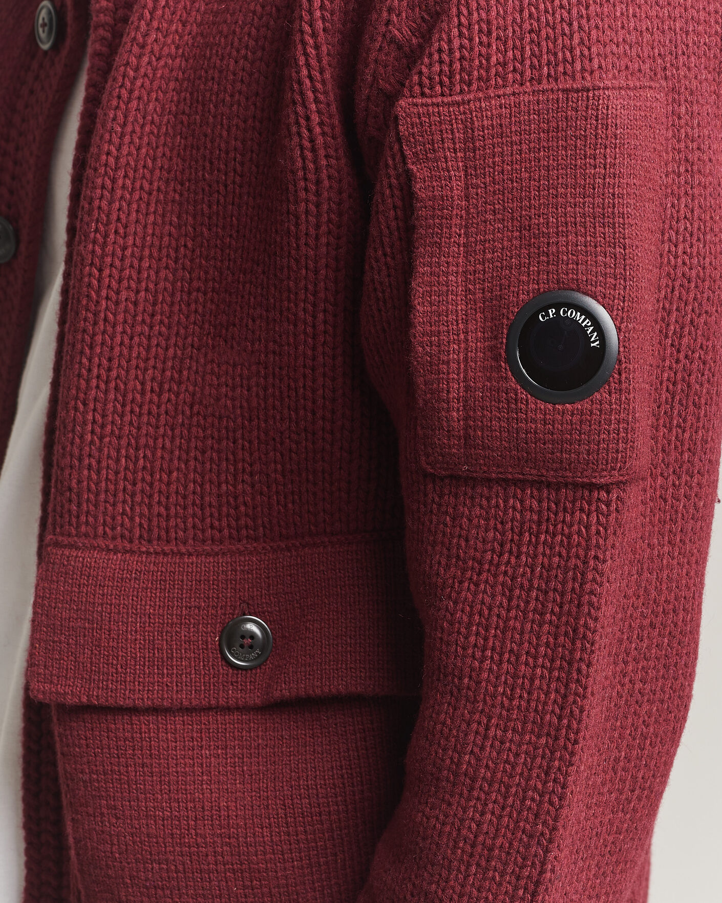 Men | Sweaters & Knitwear | C.P. Company | Heavy Lambswool Cardigan Burgundy