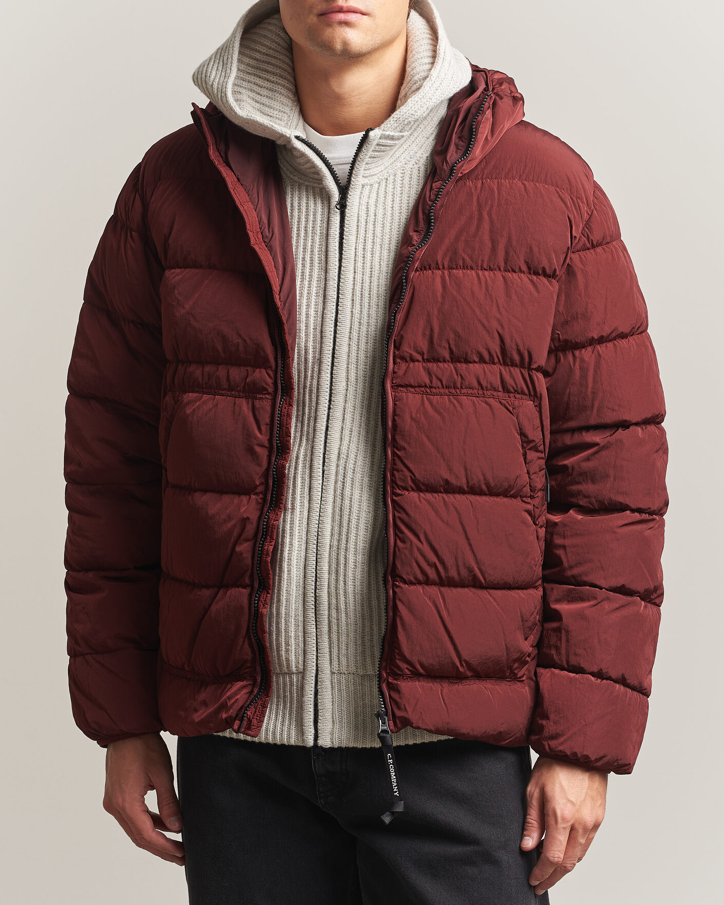 Men | Coats & Jackets | C.P. Company | Chrome-R Goggle Down Jacket Burgundy