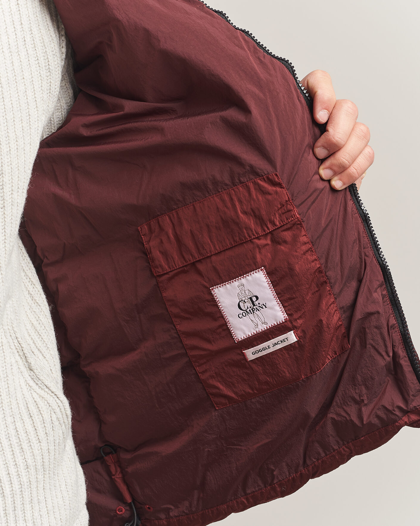 Men | Coats & Jackets | C.P. Company | Chrome-R Goggle Down Jacket Burgundy