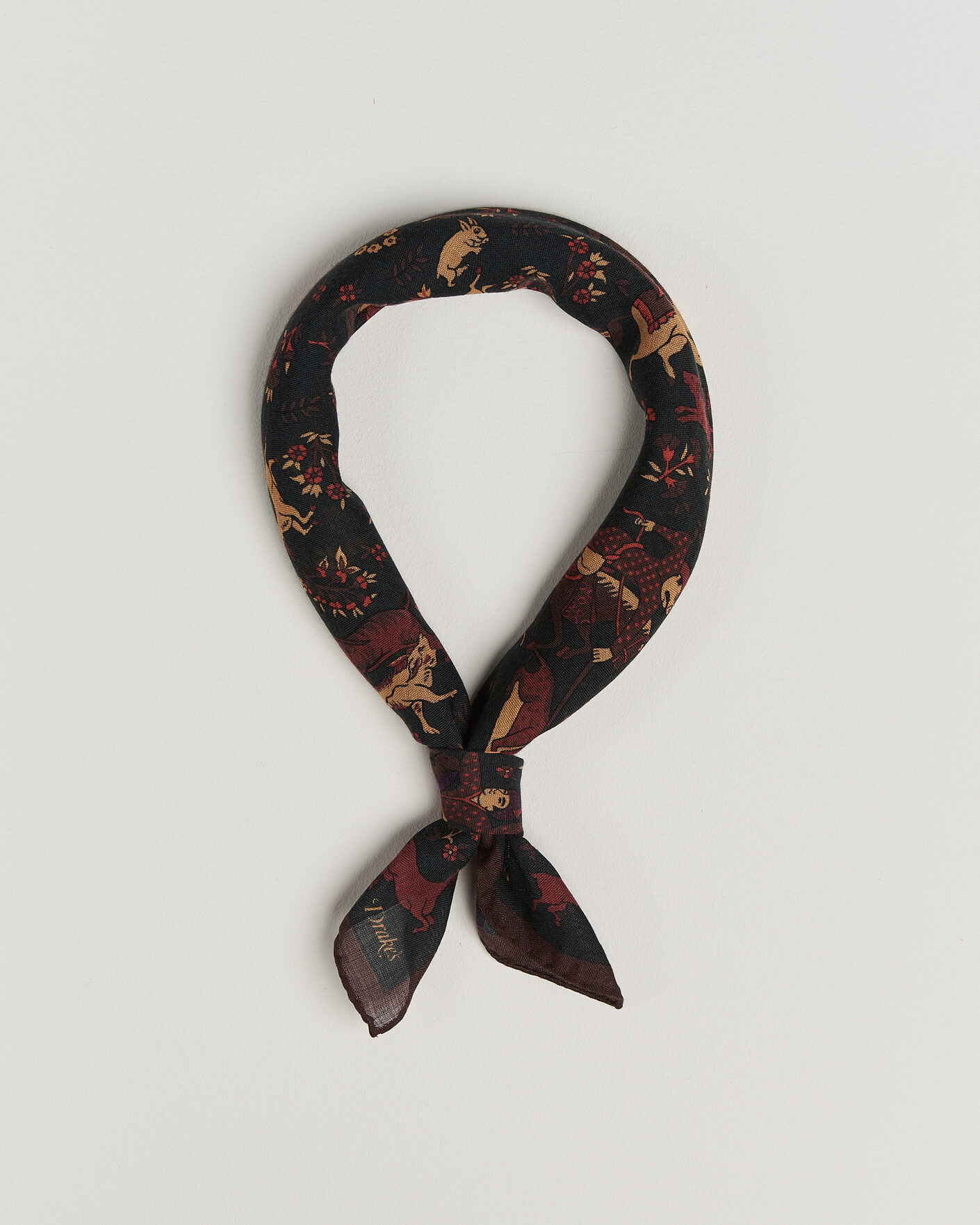 Men | Dress Scarves | Drake's | Moghul Wool/Silk Bandana Green